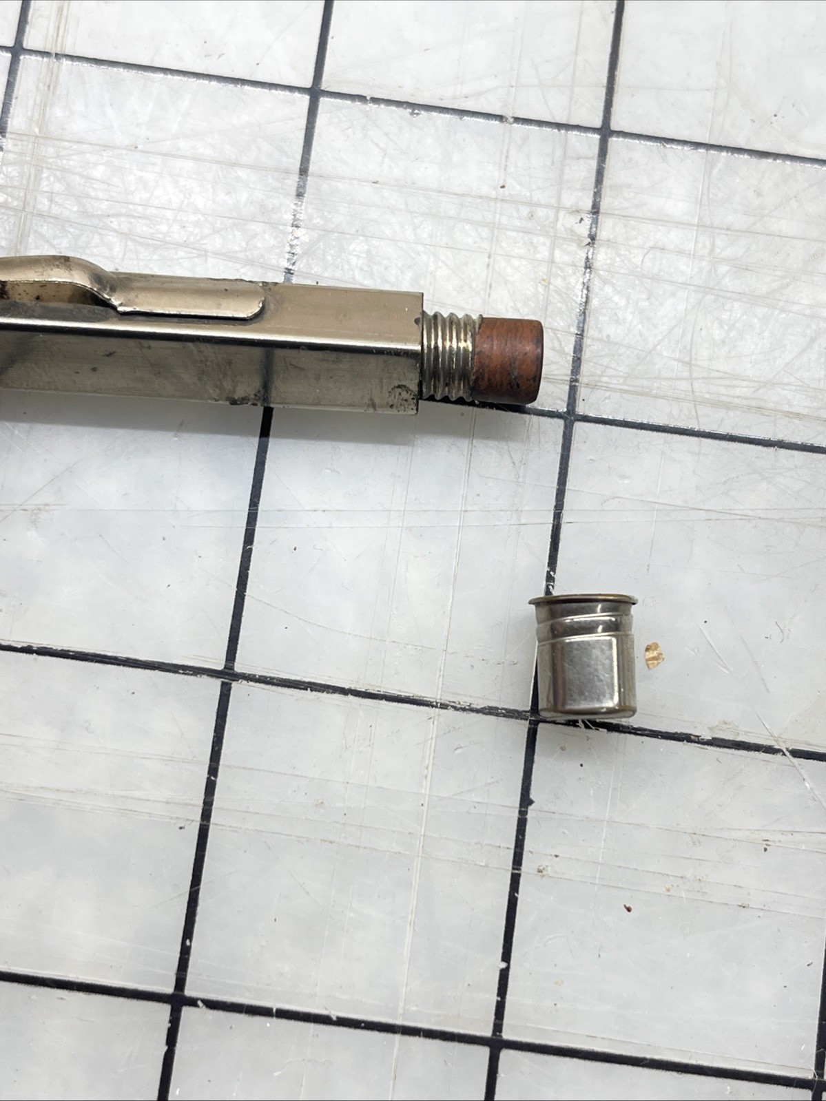 Vintage Telescoping 12″ Nickel Ruler Pencil Seattle Plumbing Co W Eraser Cap