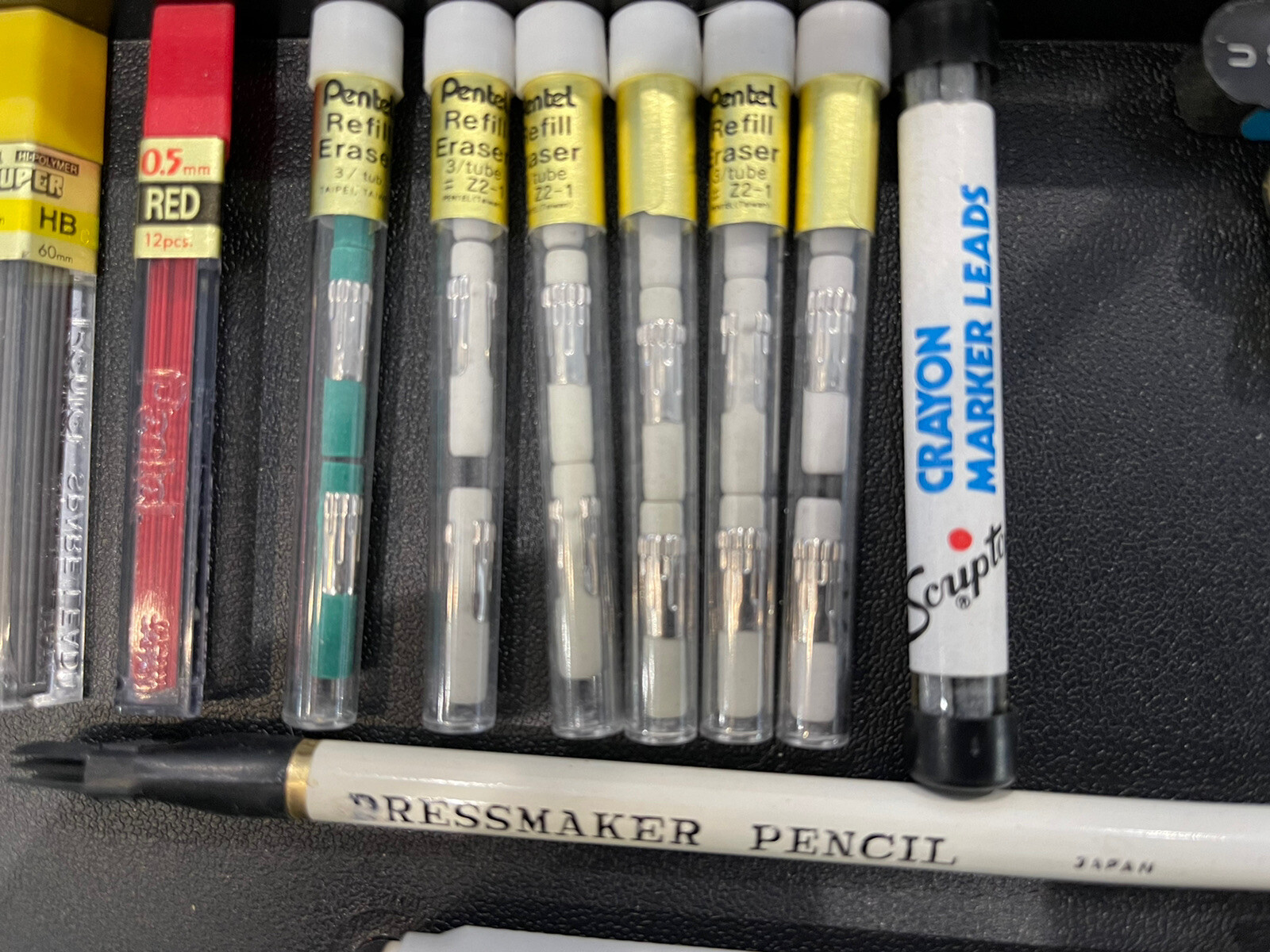 Vintage Lot of Pentel Mechanical Pencil Leads Erasers Clic Eraser Scripto Cross