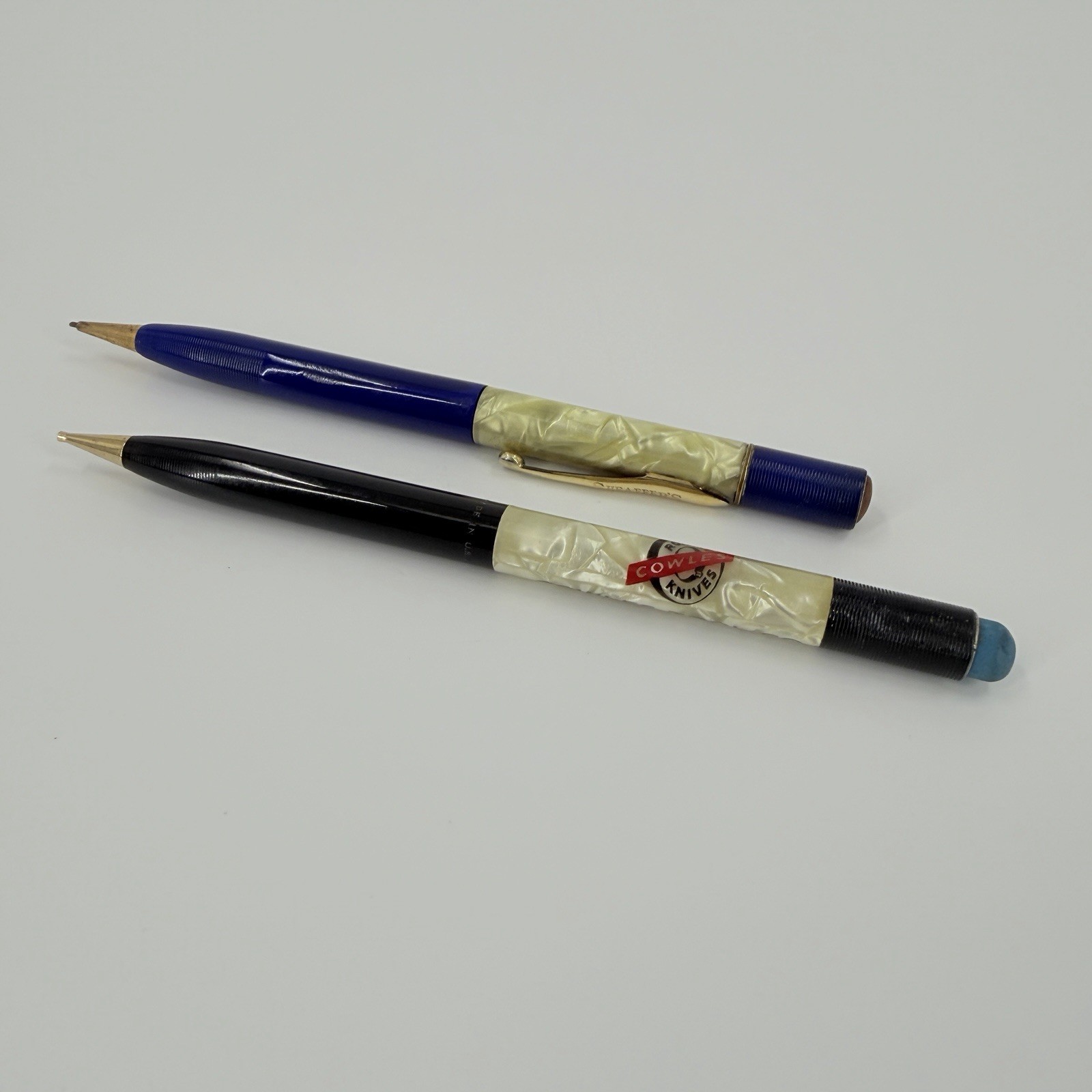 Vintage SHEAFFER’S Pearl Marbled Blue, Black Gold Clip Mechanical Pencils ￼