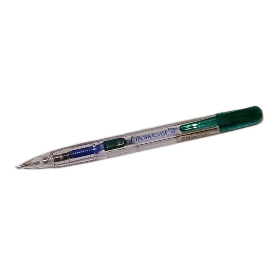 Pentel Techniclick 0.7mm Side Advance Automatic Pencil Clear Green PD107T Japan