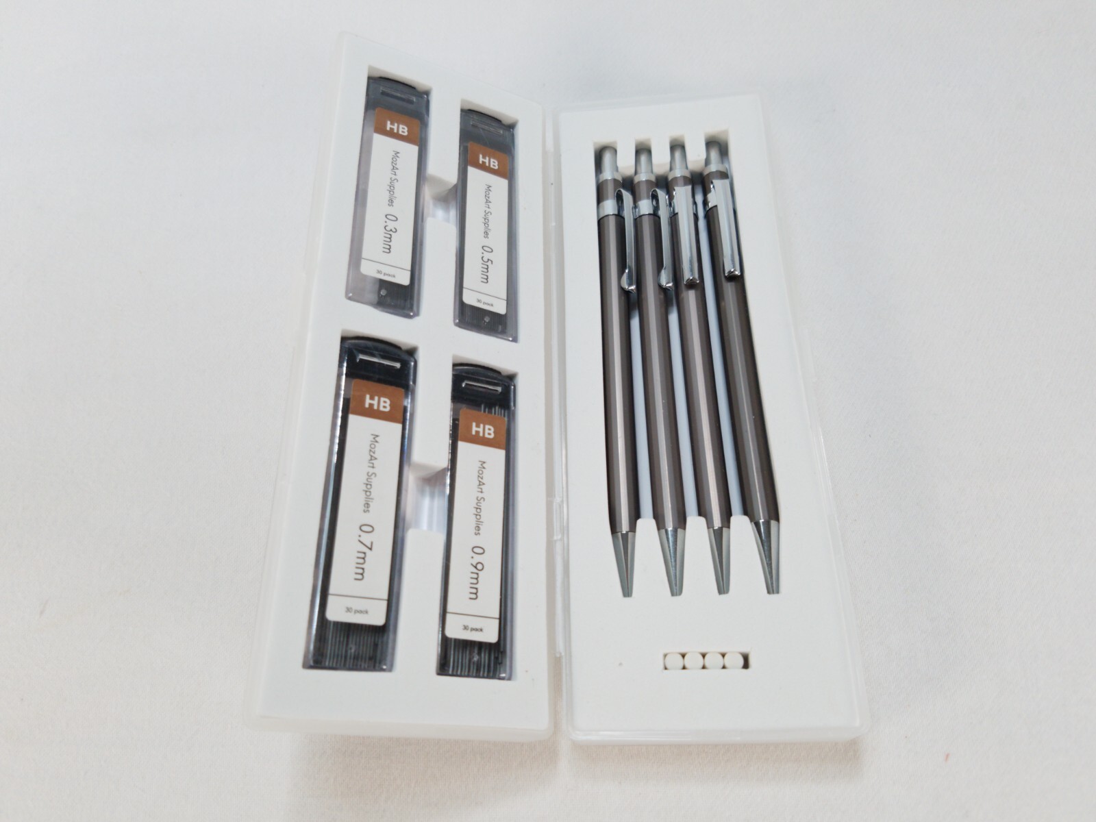 MozArt 4-Piece Mechanical Pencil Set with Case – Perfect for Artists & Students