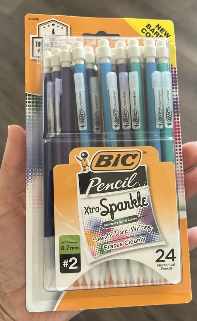 BIC Xtra-Sparkle Number 2 Mechanical Pencils With Erasers,Medium Point0.7mm,24Pc