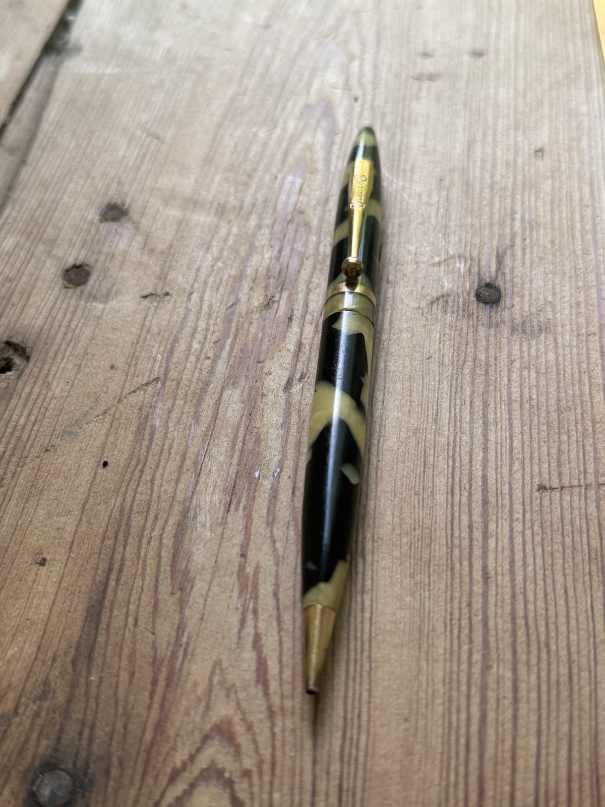 VTG GORGEOUS SHEAFFER OVERSIZE BALANCE PENCIL, BLACK AND PEARL, MADE IN USA #202