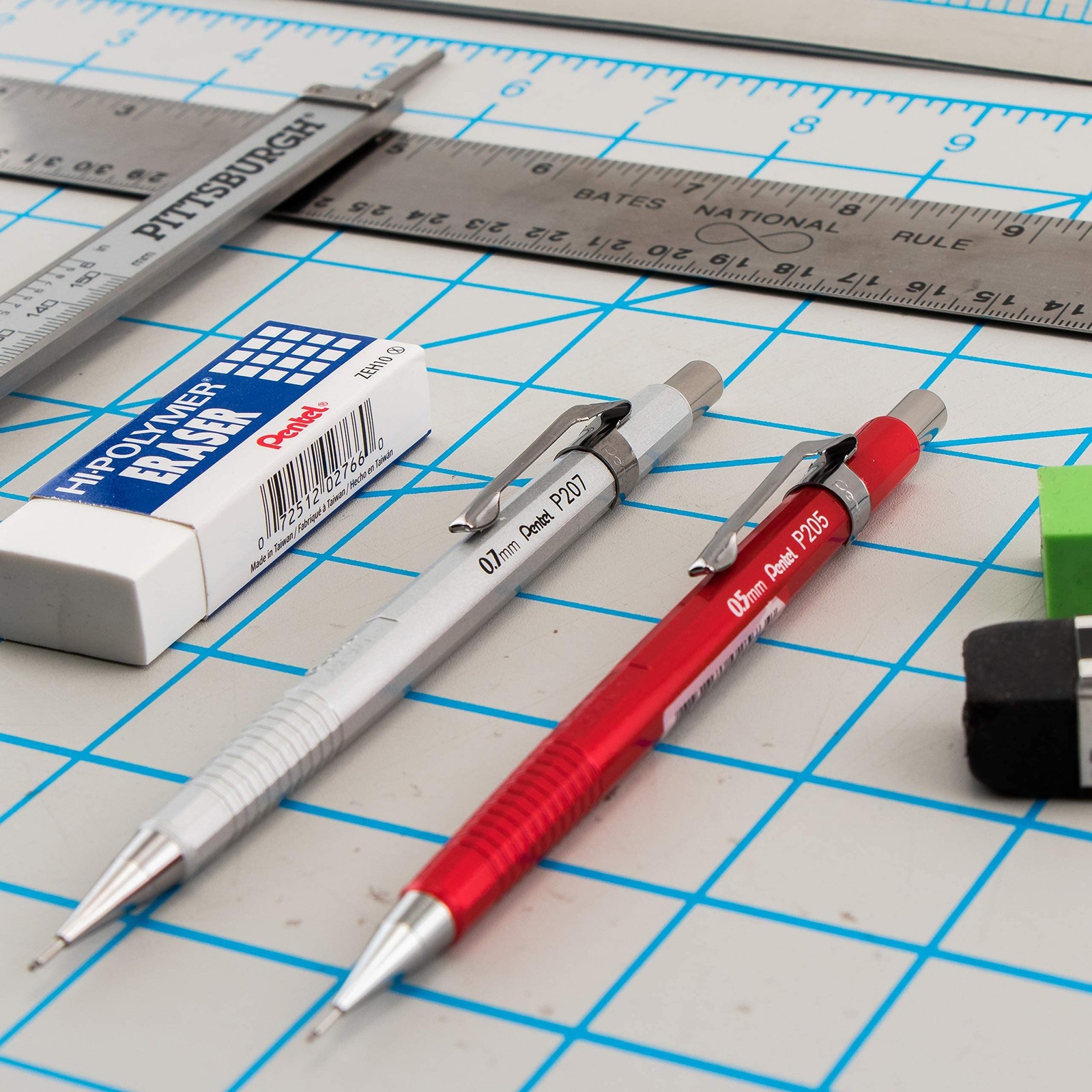 Pentel Sharp Mechanical Pencil 3 Pack Assorted Lead Sizes Comfort Grip