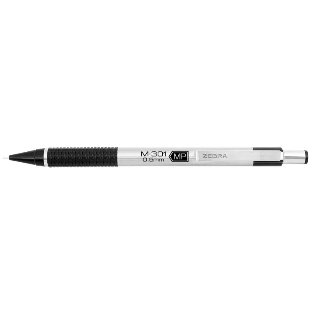 Stainless Steel Mechanical Pencil 0.5mm Point Size Black Grip 2-Pack