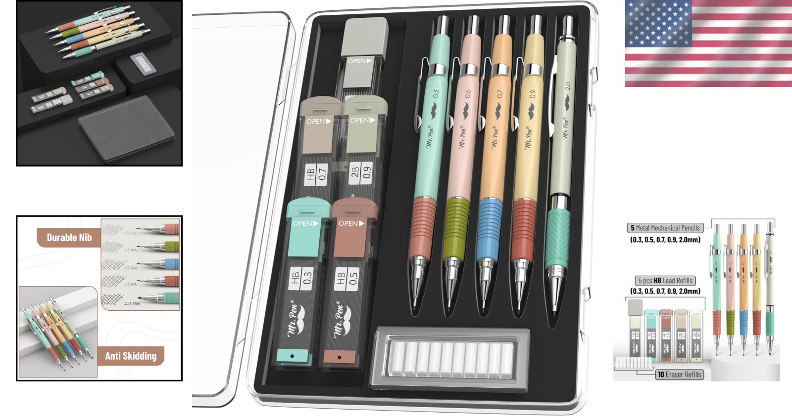 Elegant Mechanical Pencil Set in Pastel Colors – Perfect for Creative Minds