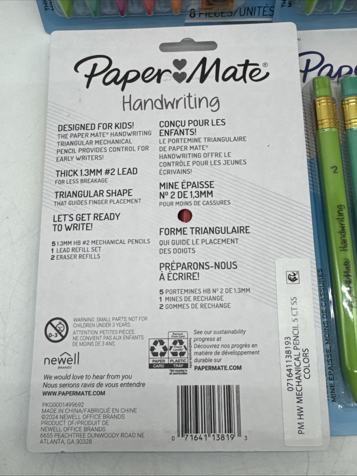 Handwriting Triangular Mechanical Pencil Set with Lead & Eraser Refills 4 PACK