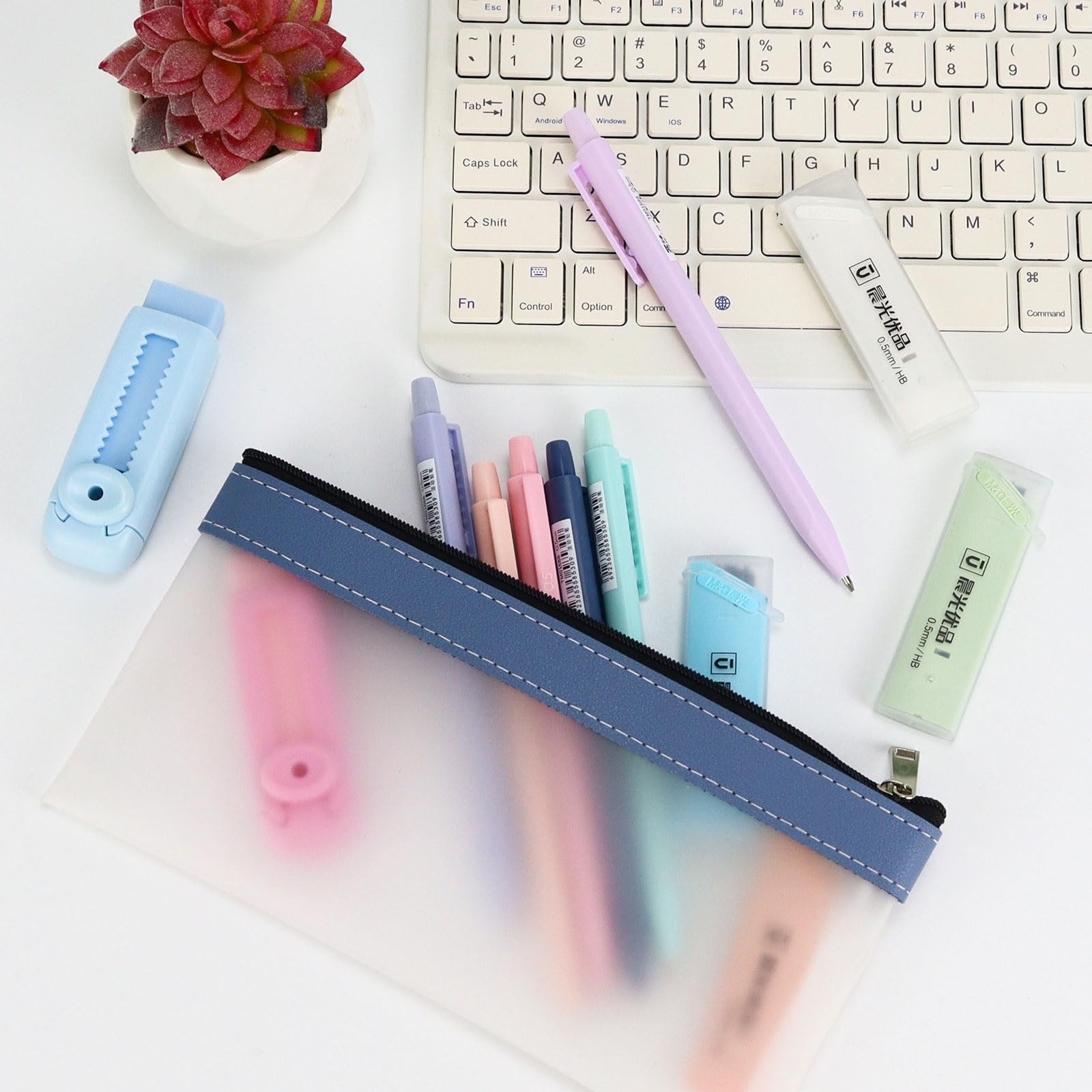 6 PCS 0.5mm Cute Pastel Mechanical Pencils Set with Lead Refills Eraser