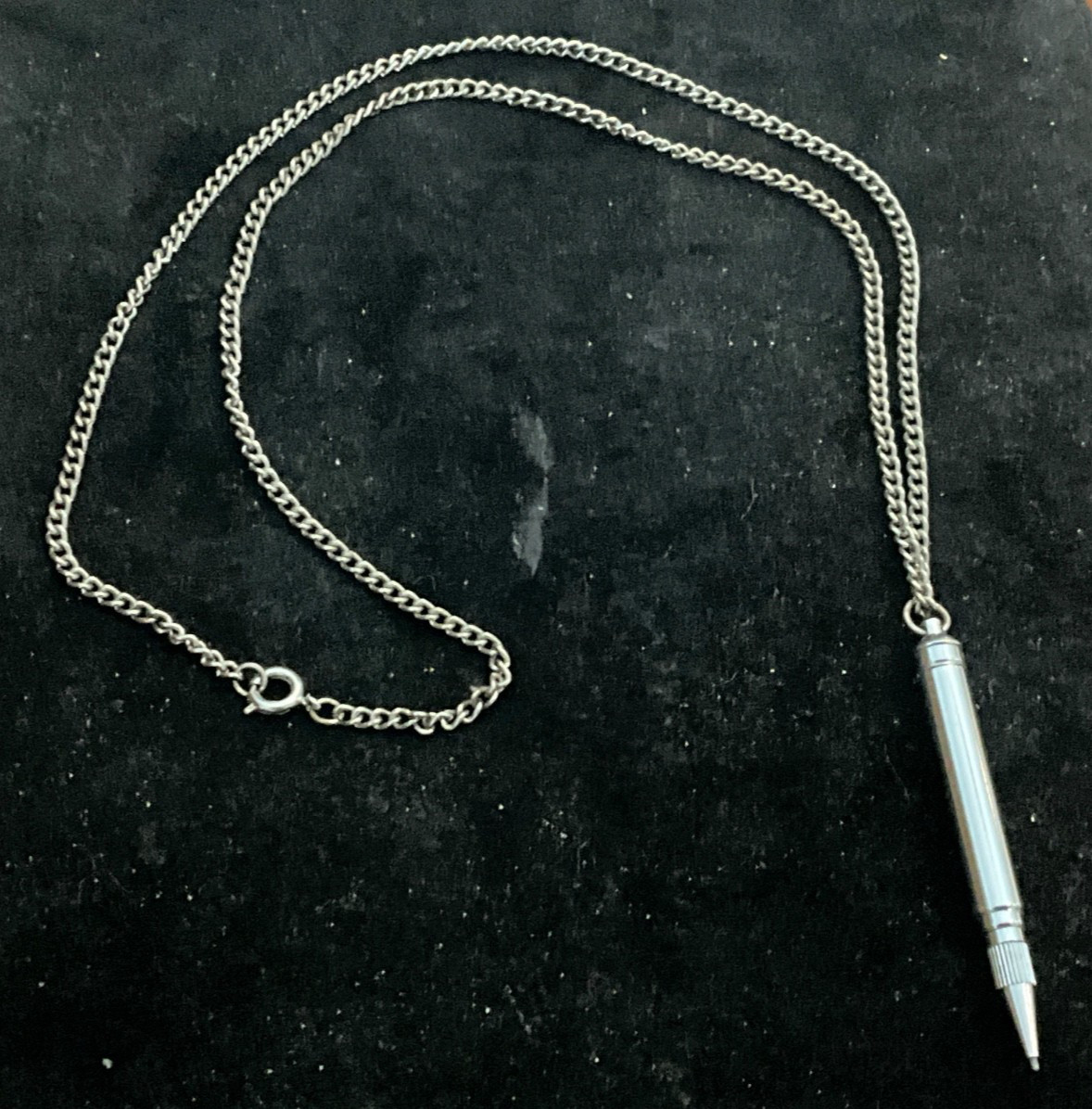Vtg. Silver-plated 22″ Neck Chain + Vtg. Mechanical Pencil/Silver or Nickel Plt.