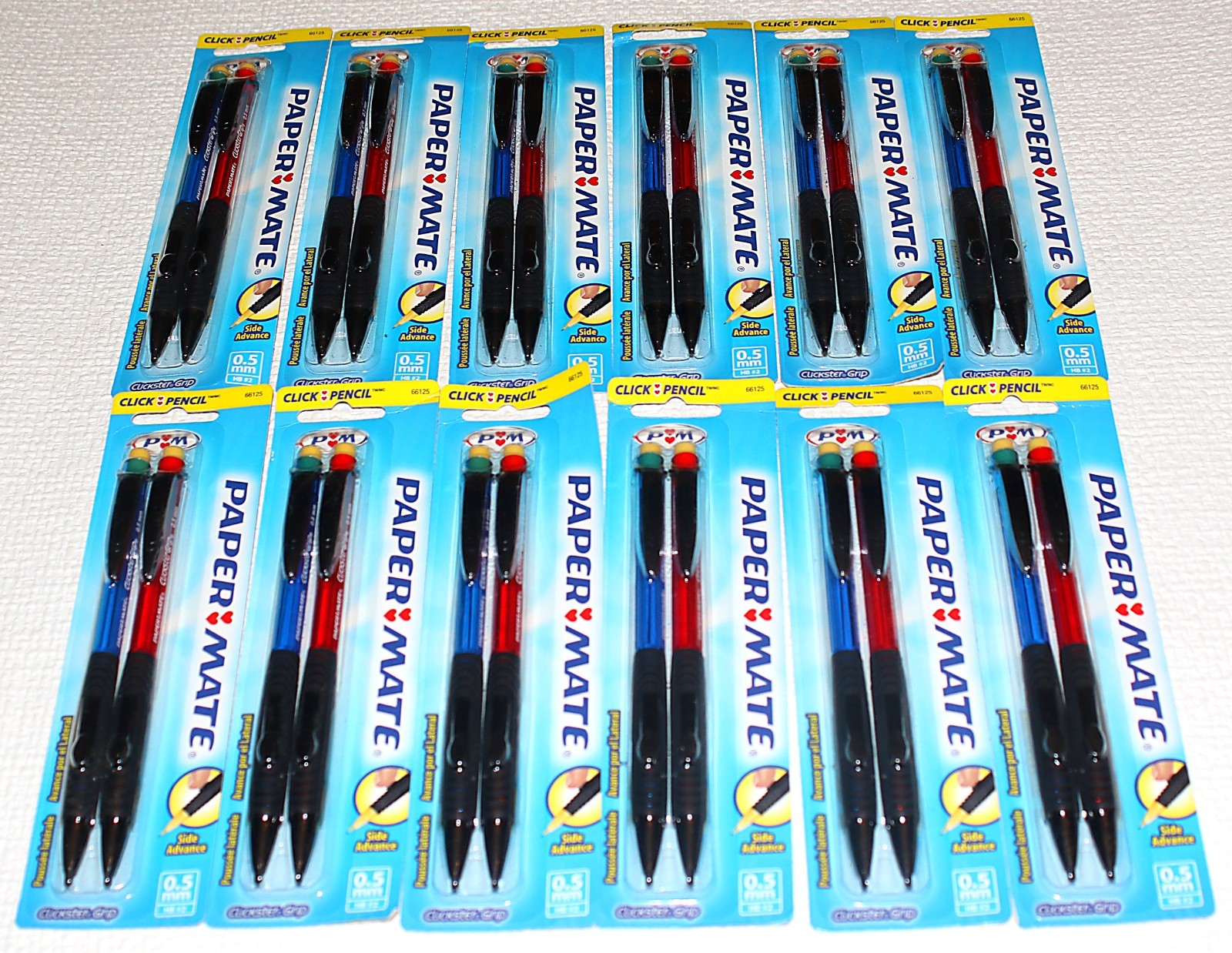 PAPER MATE Vintage Clickster Grip Mechanical Pencils 0.5mm Red Blue 2-Pack NOS