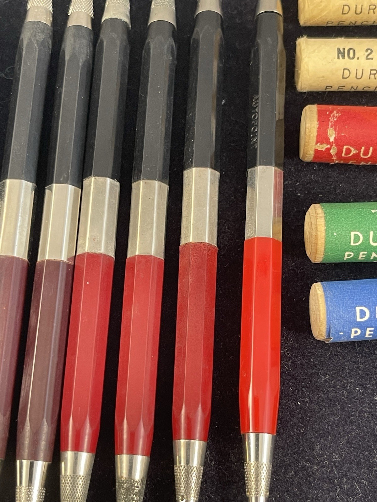 (7) Vintage 1940s / 50s Due-O-Lite Mechanical Duel End Drafting Colored Pencils