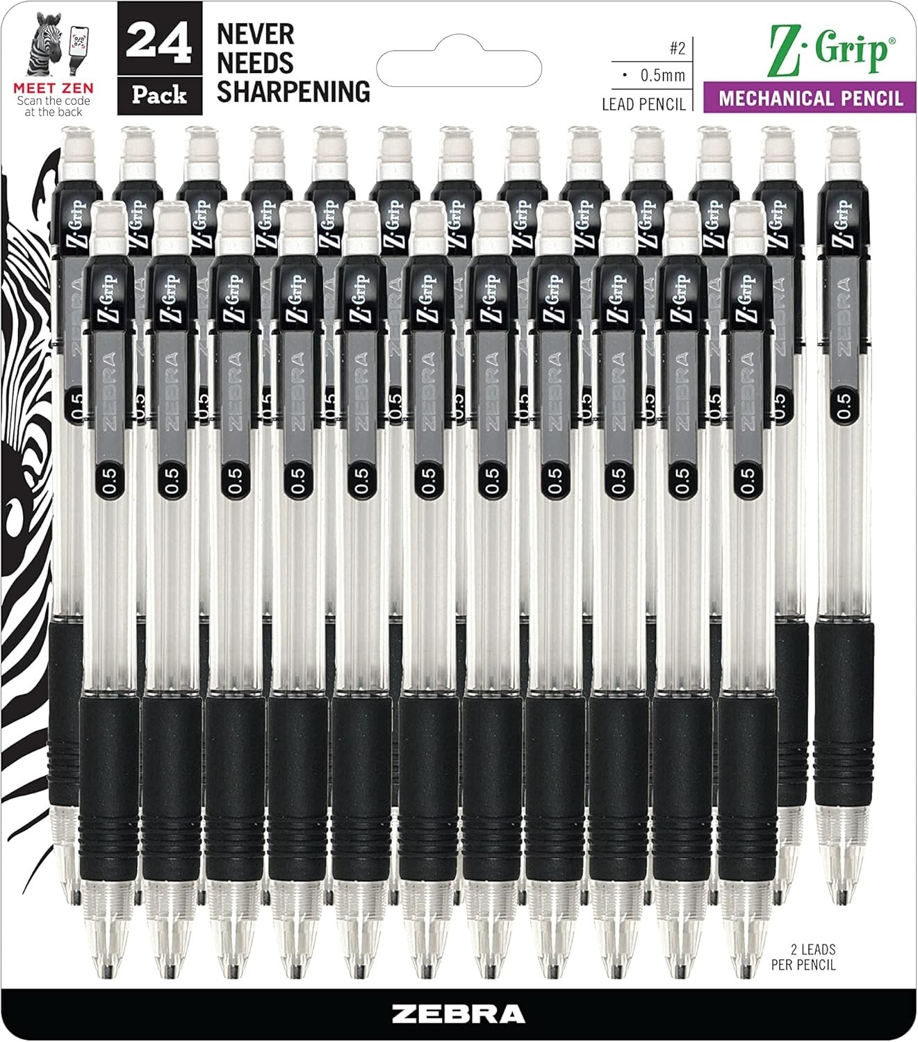 Zebra Pen Z-Grip Mechanical Pencil 0.5mm 24pk Black BRAND NEW