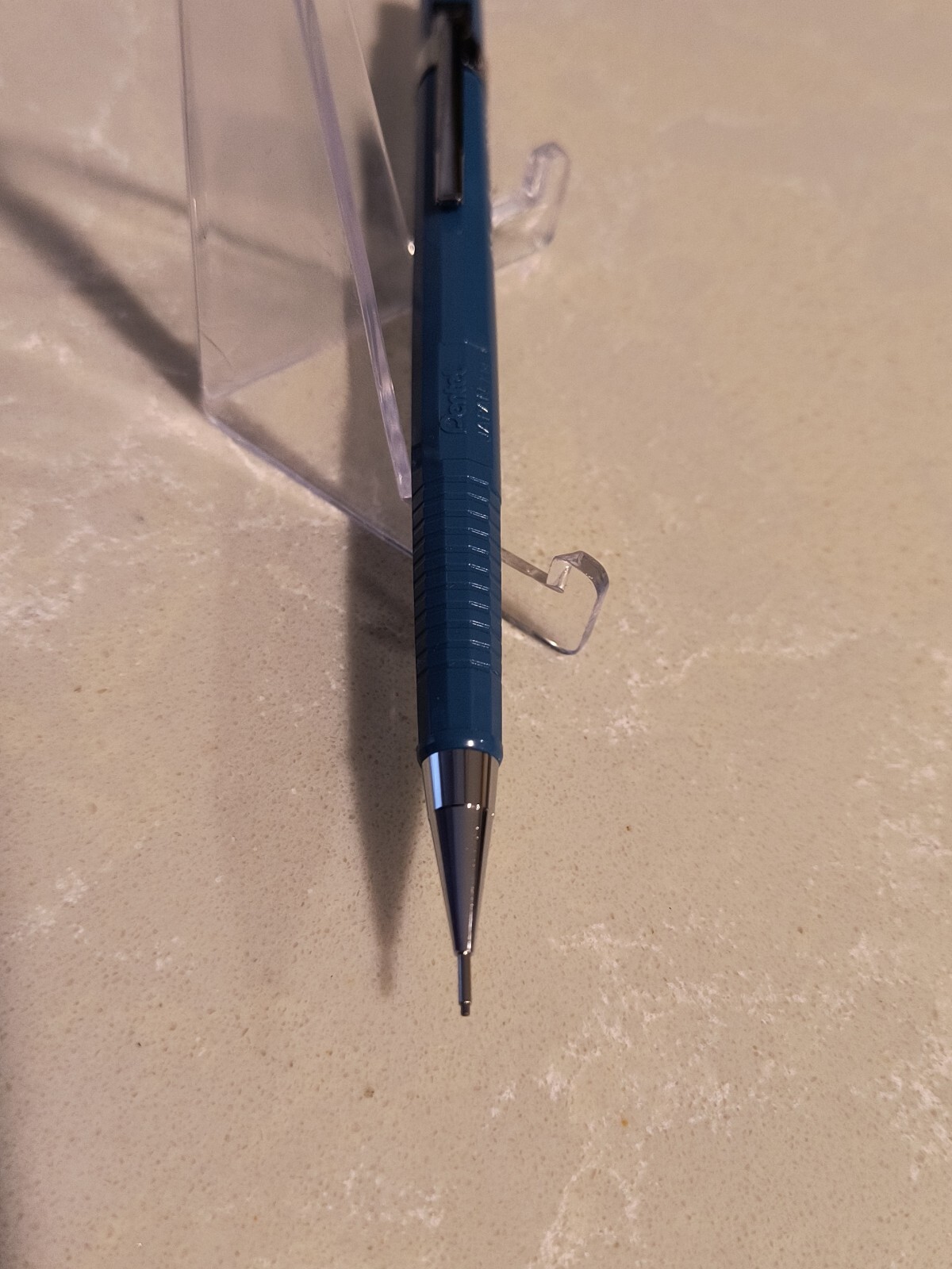 Pentel P207 Blue & Chrome 0.7mm Mechanical Pencil, with pocket clip, New.