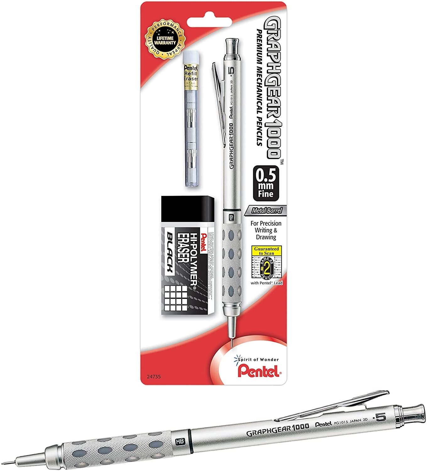 Portaminas GraphGear 1000 0.5 mm Kit Dibujo Profesional Minas Borrador PG1015