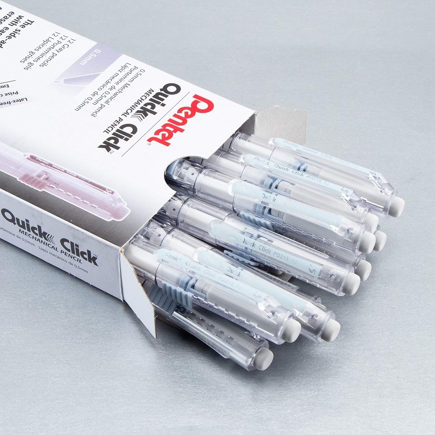 Quick Click 0.5mm Mechanical Pencil Gray Barrel, Box of 12 – Effortless Writing