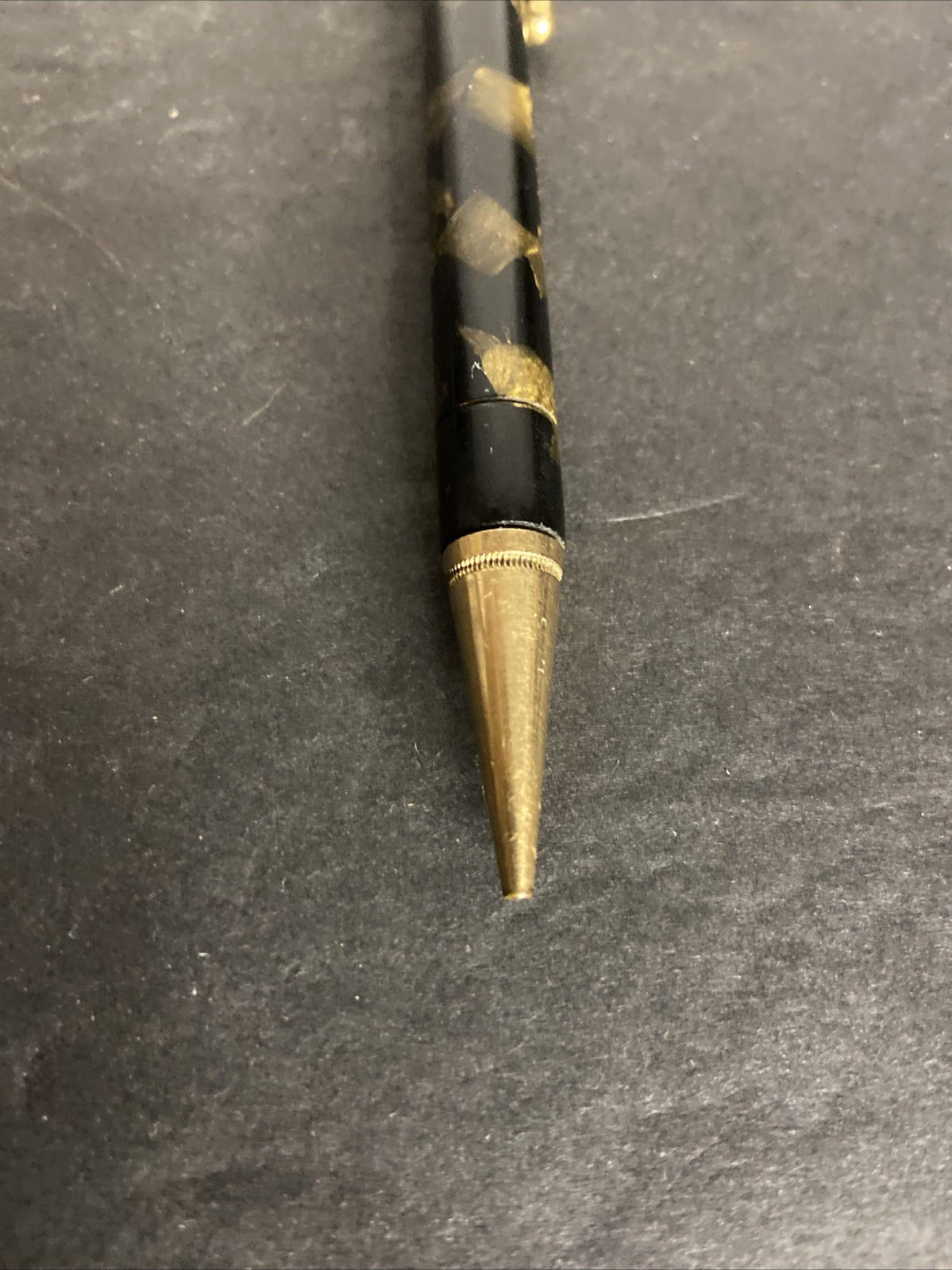 Conklin Endura Mechanical Pencil Gold and Black Marble 1930s
