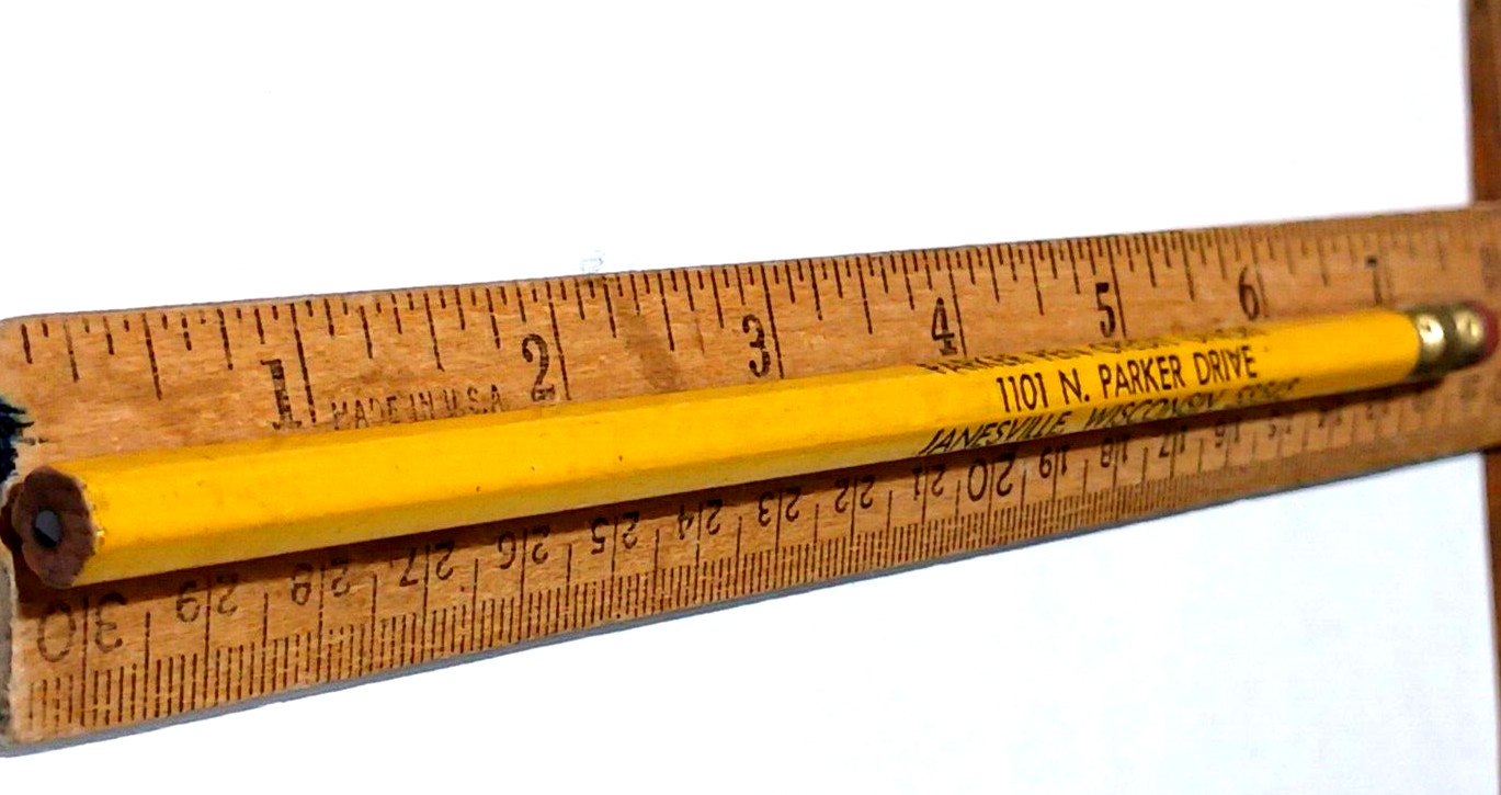 Parker Pen Credit Union Janesville WI. Parker Drive Vintage Pencil Wooden 7.5 IN