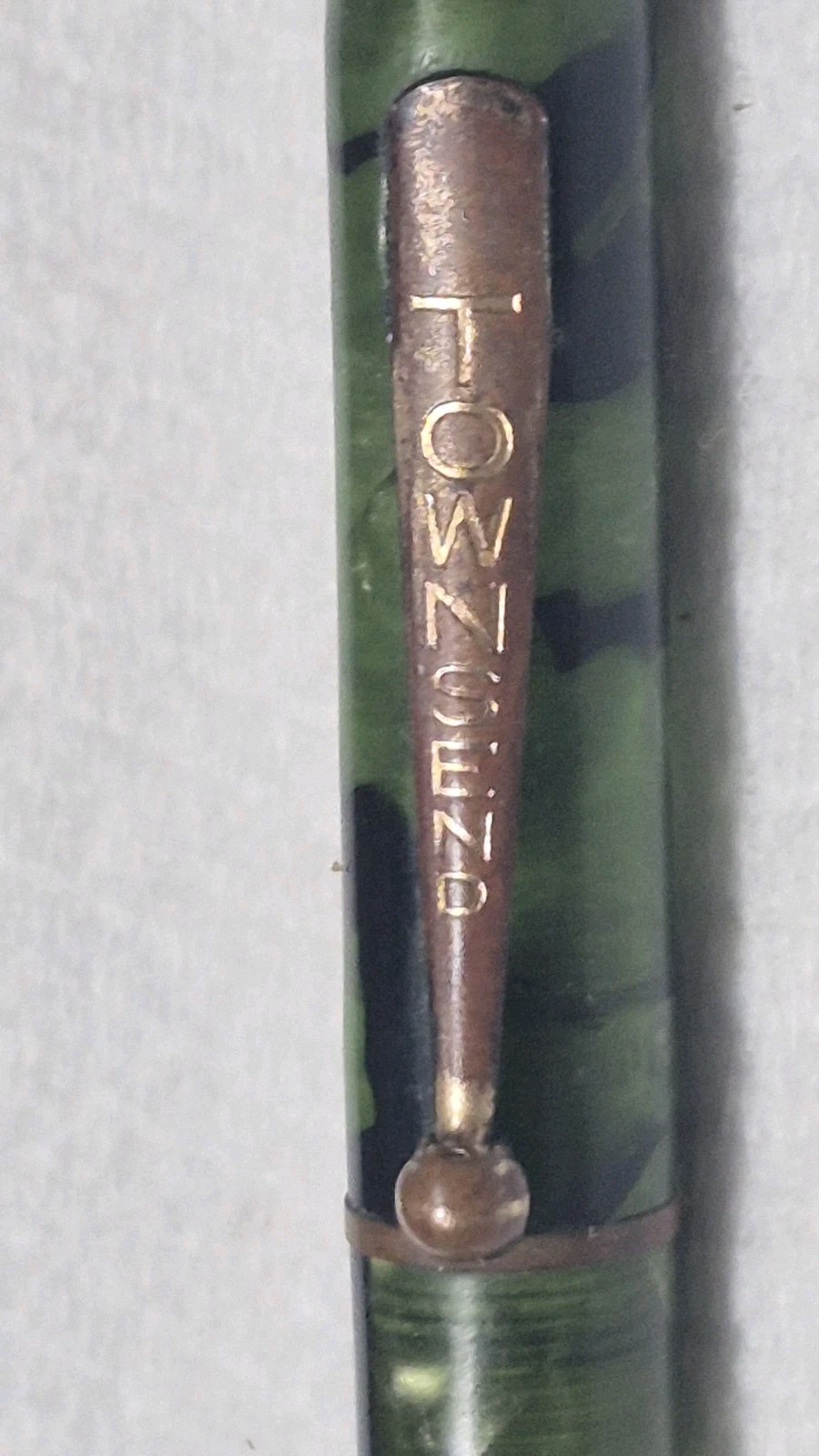 “TOWNSEND” TRANSLUCENT Greens +Black/Polished Brass Trim Working Mech Pencil