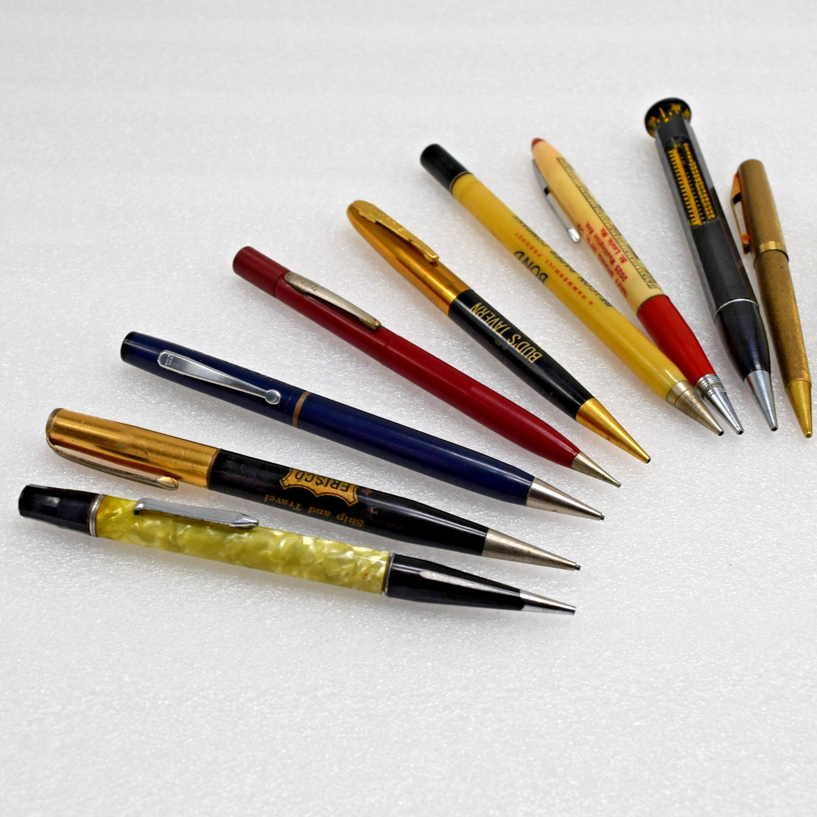 17 Vintage Mechanical Pencil Lot Ritepoint Quickpoint Fineline Pilot Roller Rule