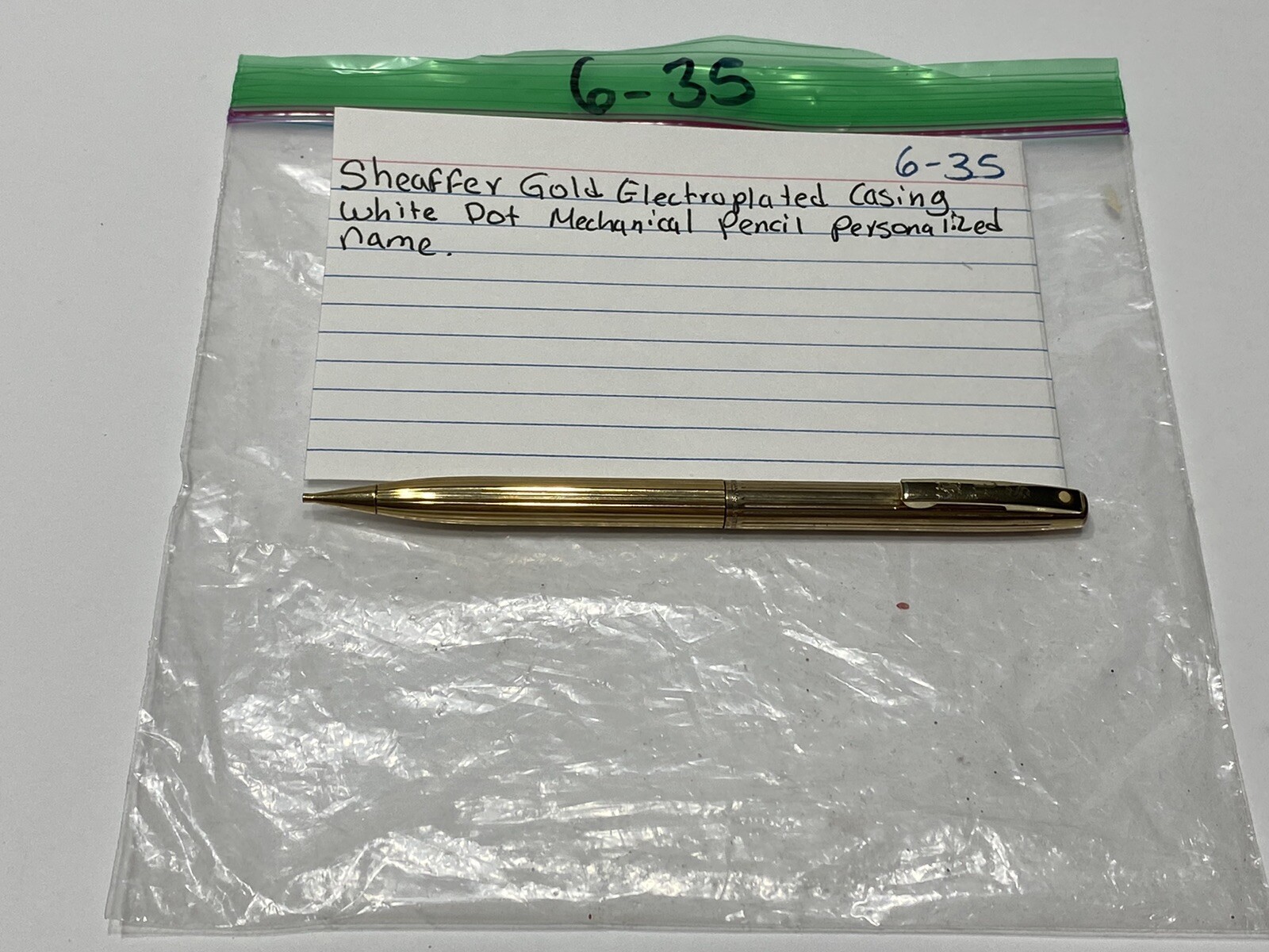 Sheaffer Gold Electroplated Casing White Dot Mechanical Pencil Personalized name
