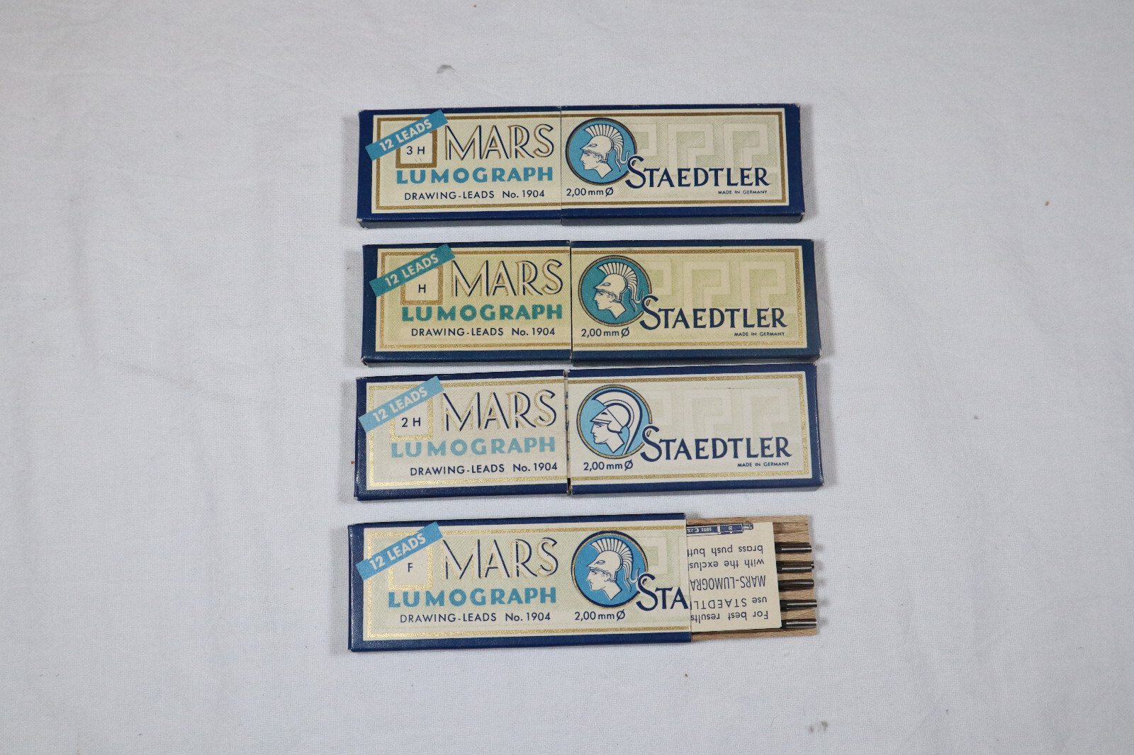 Vintage Staedtler Mar’s Lumograph Drawing Leads #1904 Germany F, H, 2H, & 3H.