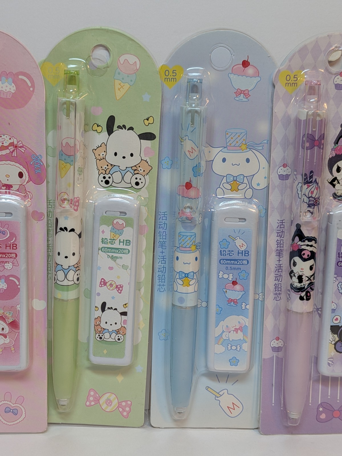 Lot x 4 Sanrio Mechanical Pencils w/Refill Lead Packs 0.5mm Kuromi My Melody NEW