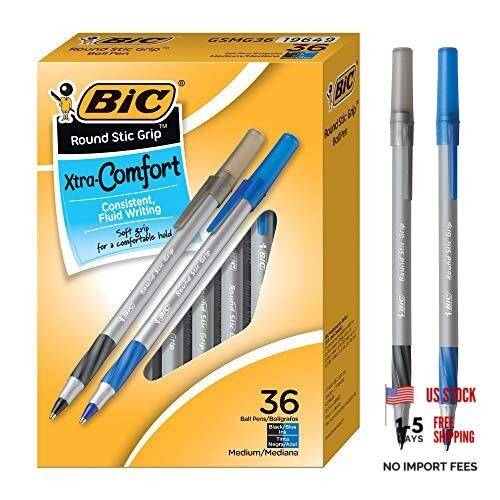 Round Stic Grip Xtra Comfort Ballpoint Pen, Medium Point Black and Blue