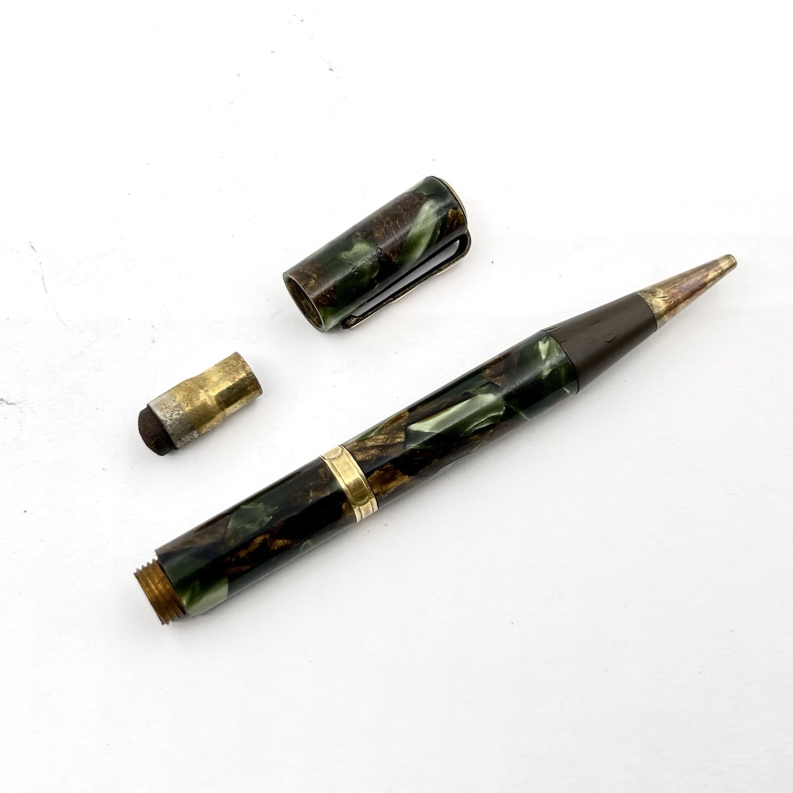 Waterman Lady Patricia Mechanical Pencil 4.25″ 1.1mm Green Bronze Gold Trim