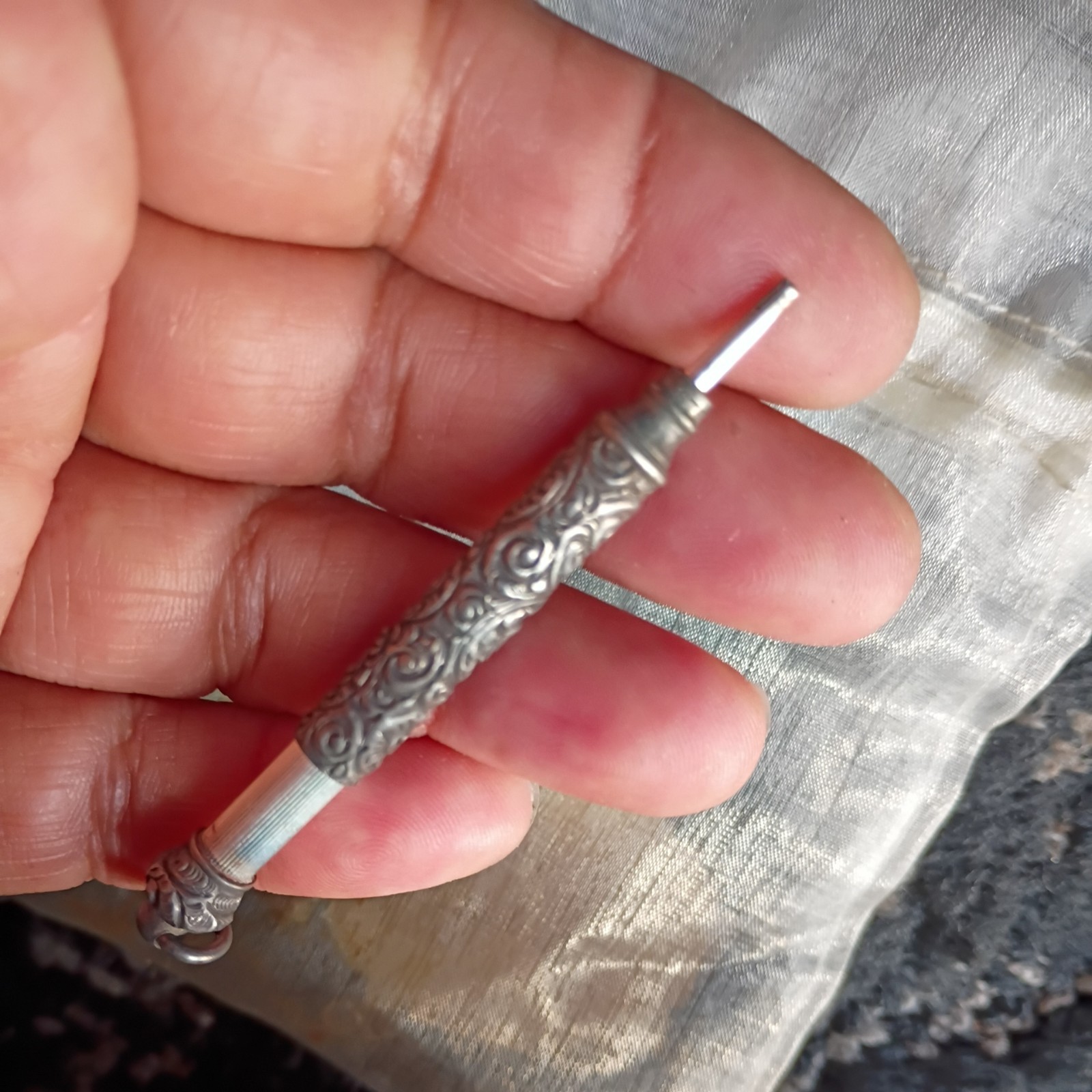 Antique Victorian sterling silver mechanical pencil 1800s Chatelaine