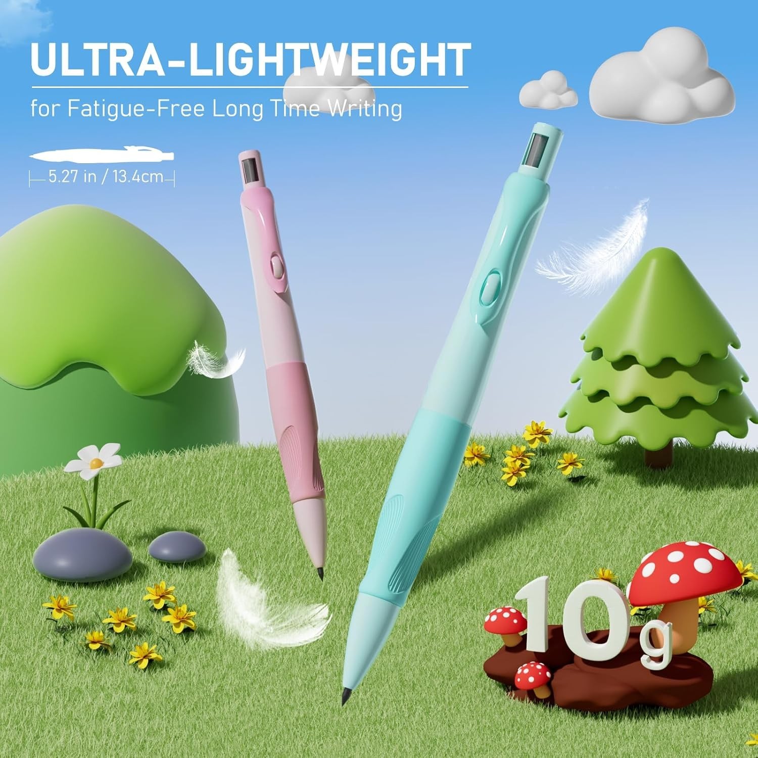 2.0MM Handwriting Pencils for Kids with Comfort Ergonomic Grip, 4PCS Cute Mec…