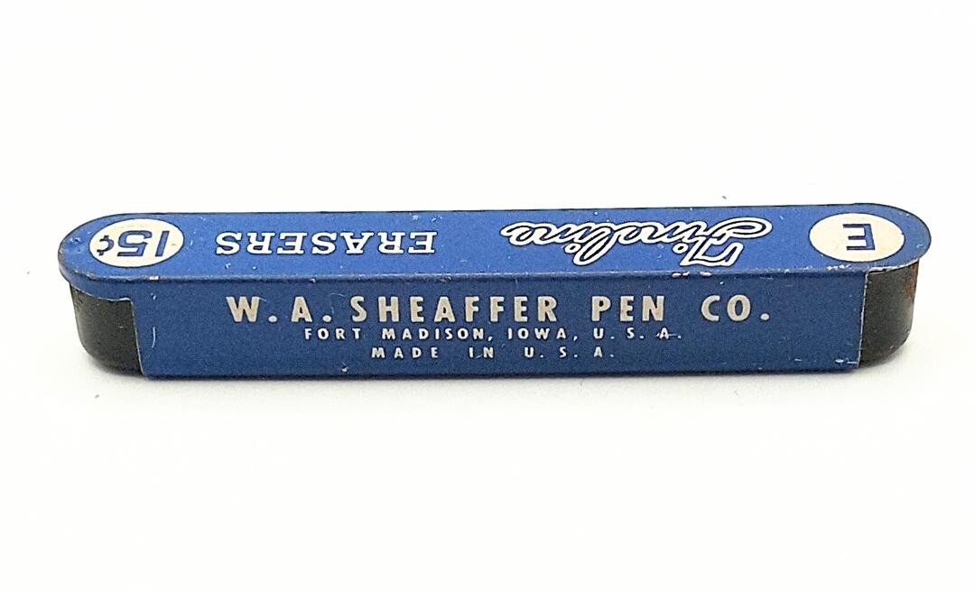 Vintage SHEAFFER Fineline E Mechanical Pencil Erasers in Original Metal Tin USA