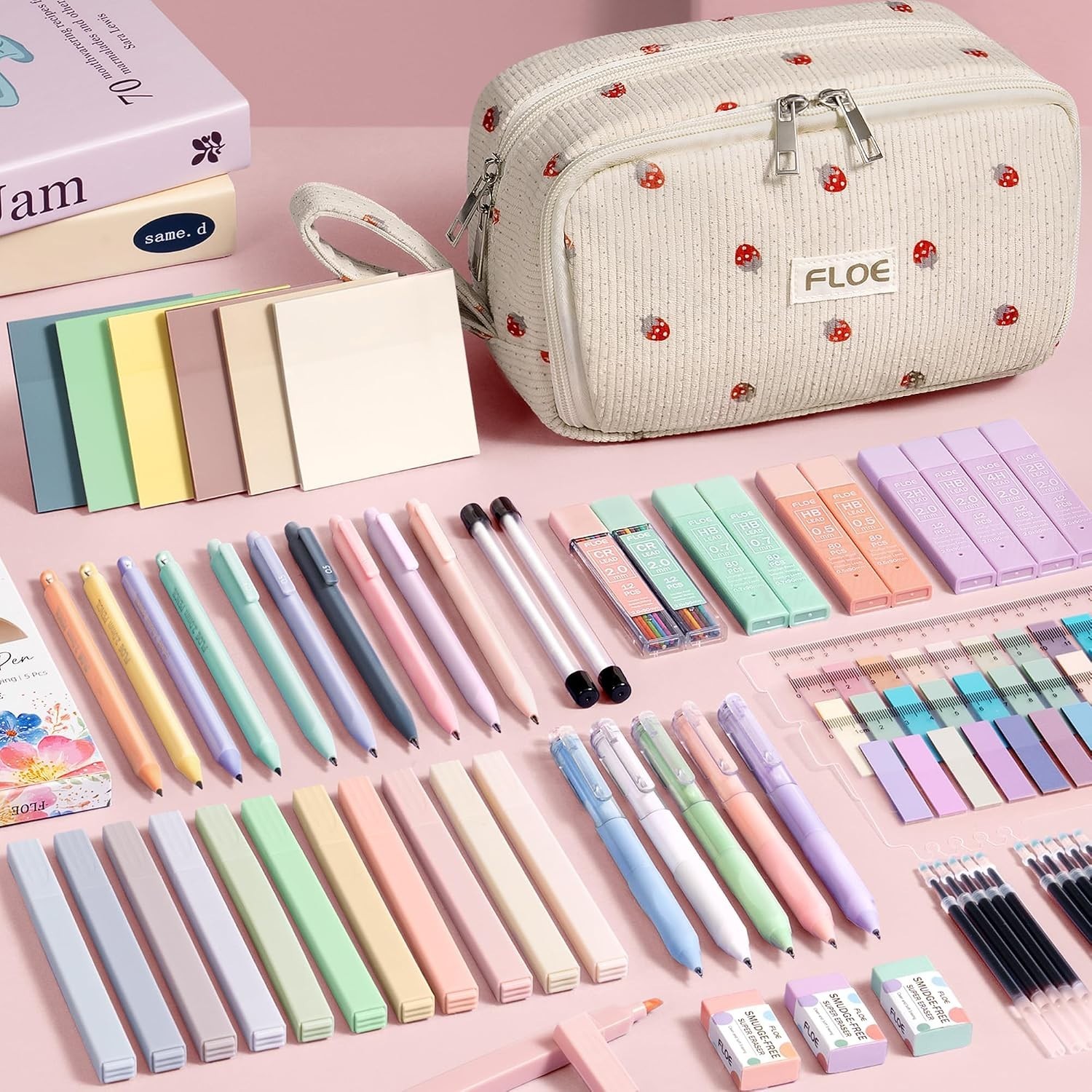 All-in-One 62PCS School Essentials: Preppy Stationary with Large Pencil Case