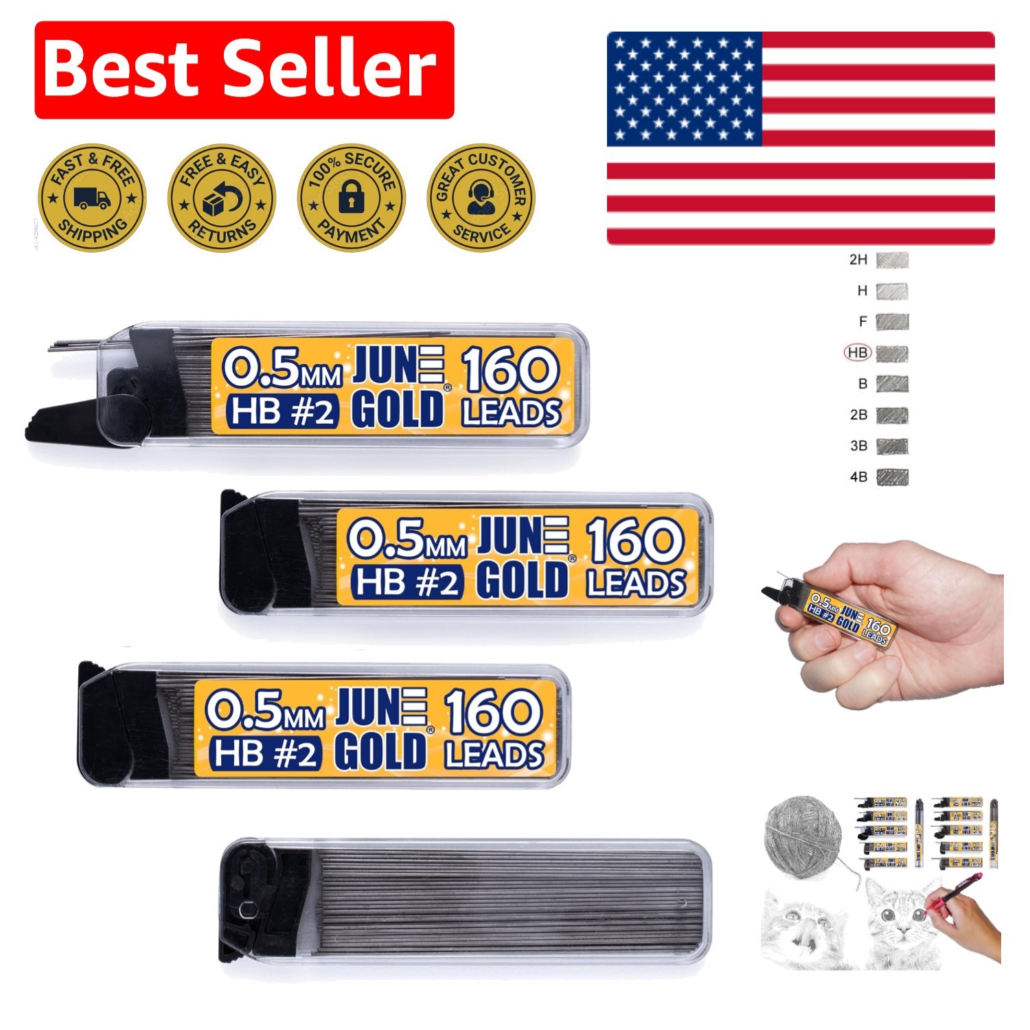 Quality 0.5 mm HB Lead Refills – 640 Pieces, Effortless Dispensing