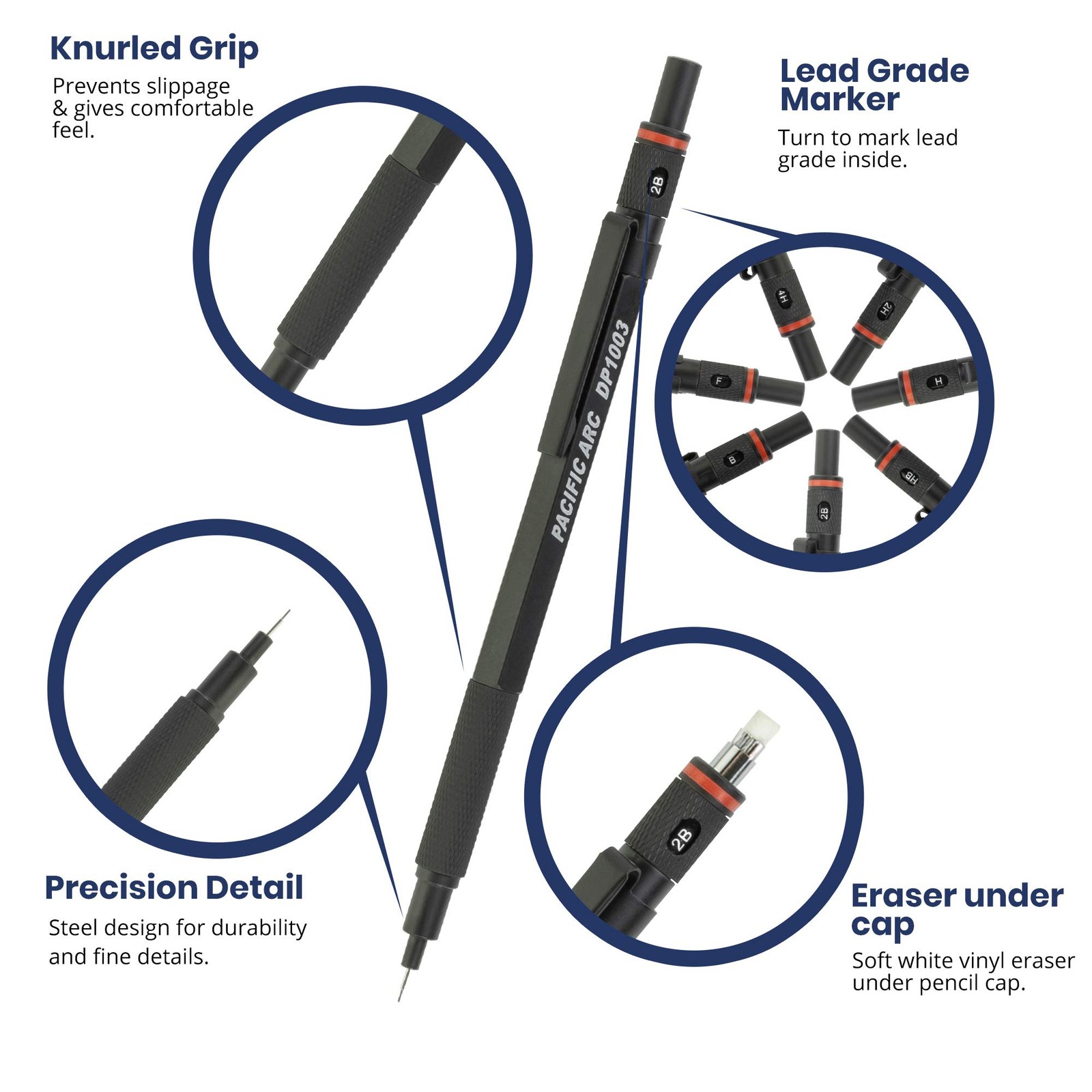 Chromagraph Metal Mechanical Pencil 0.3mm Black Barrel With Grade Indicator