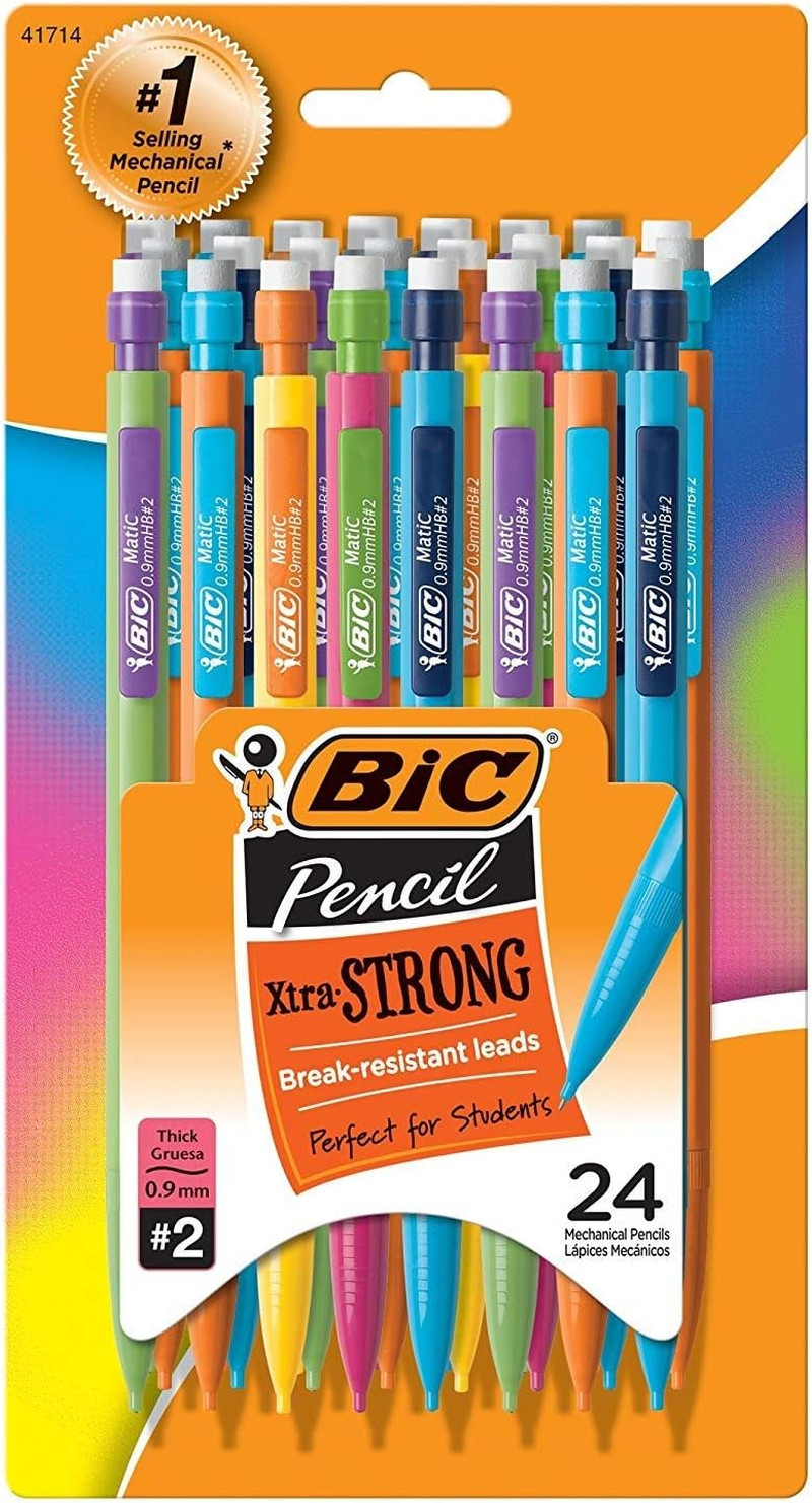 BIC Xtra-Strong Mechanical Pencil, Colorful Barrel, 0.9Mm, 24-Count, 2 Pack