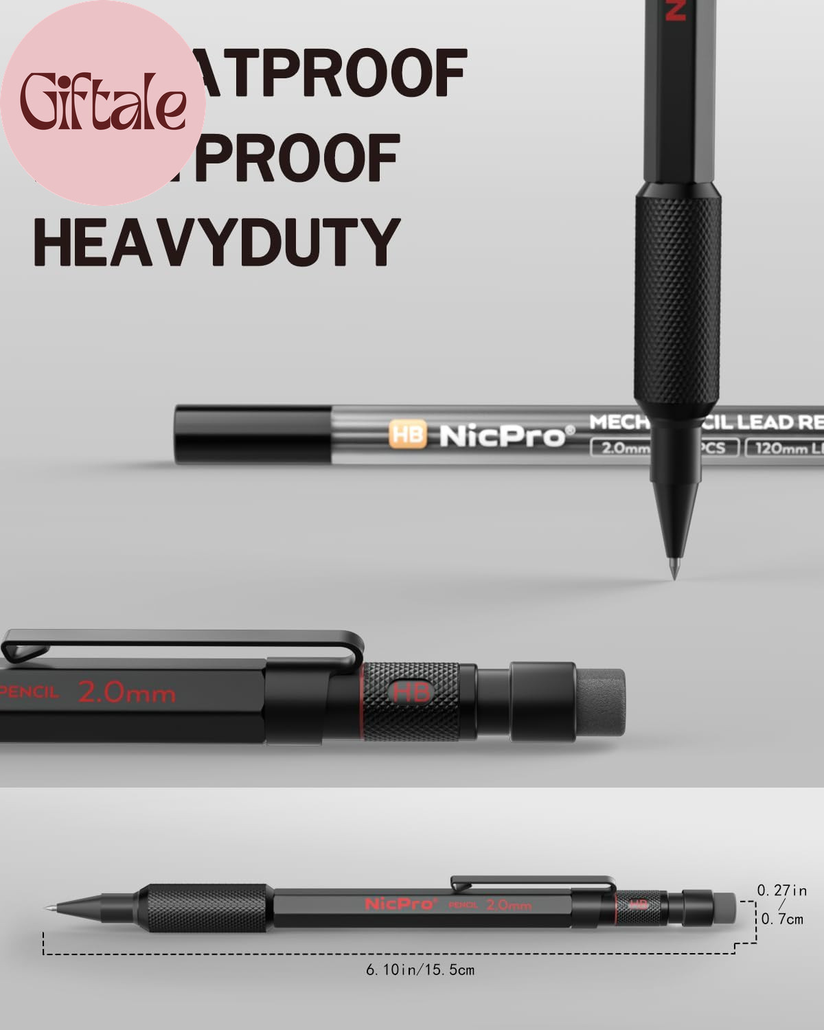 3 Pack 2Mm Mechanical Pencils Set with Case, 33 Graphite Lead Refills (4B 2B HB