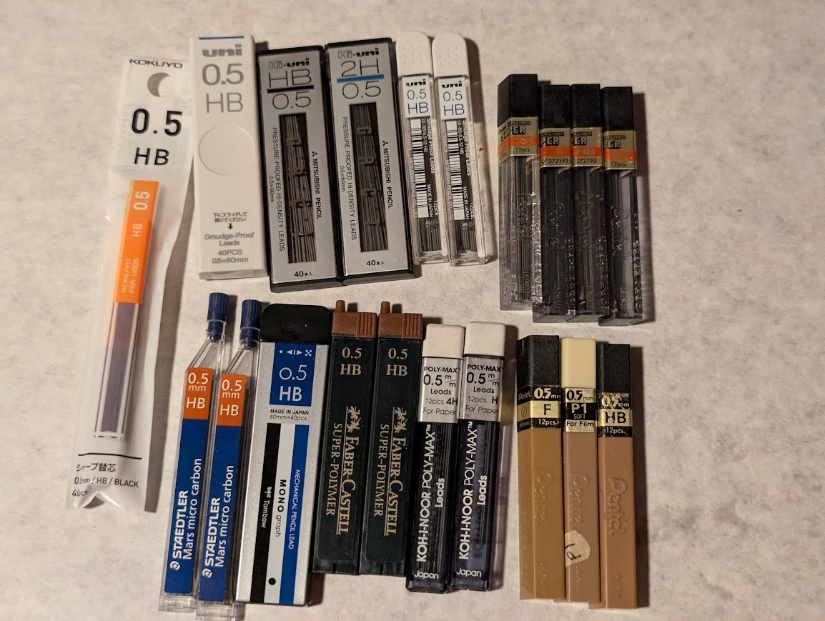66 Piece Set 0.5mm Mechanical Pencils, Lead Refill, Erasers, Bag, Desk Holder