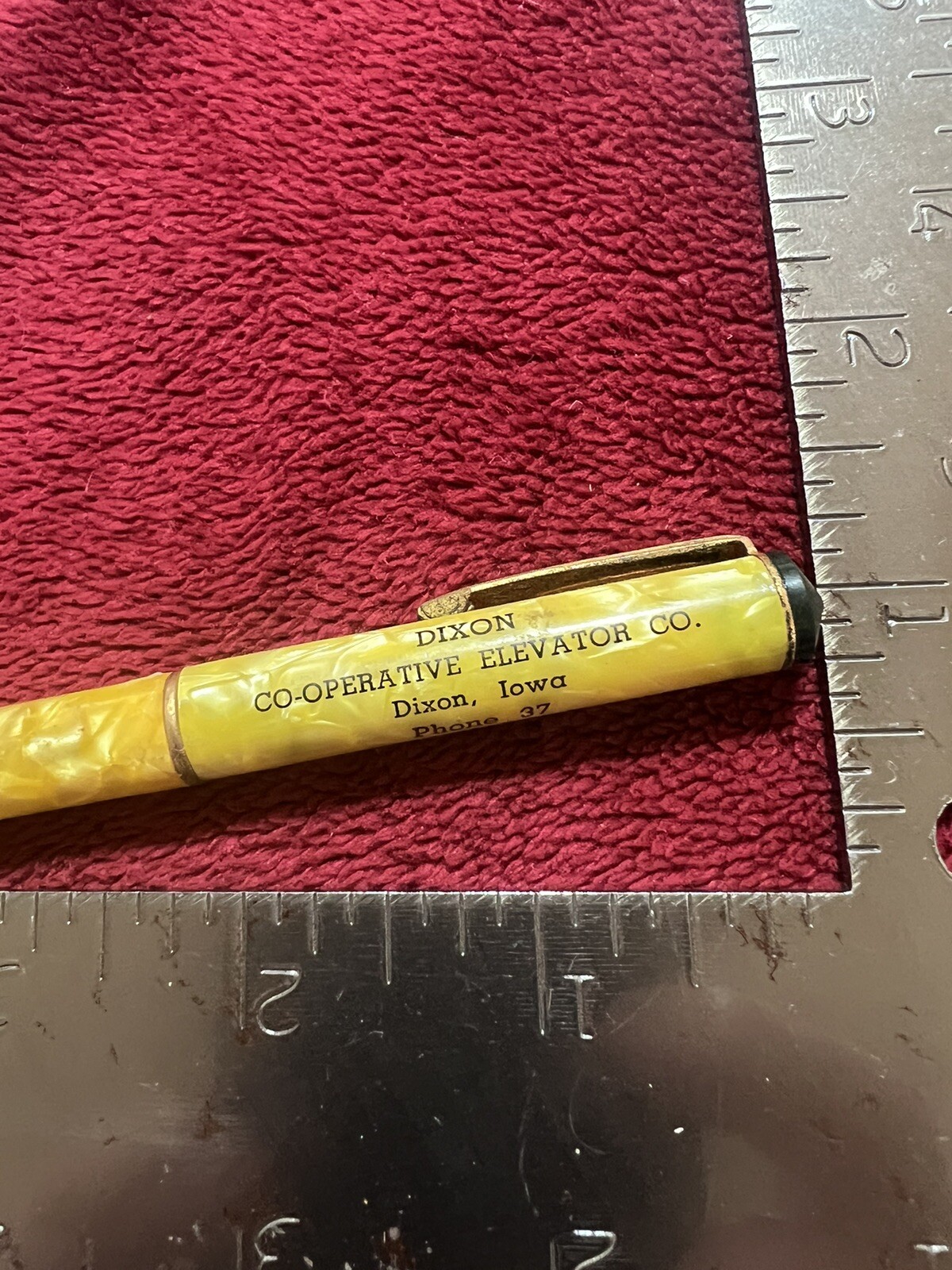 Vintage Cracked Ice Mechanical Pencil, Dixon (IA) Co-op Elevator. Phone 37!