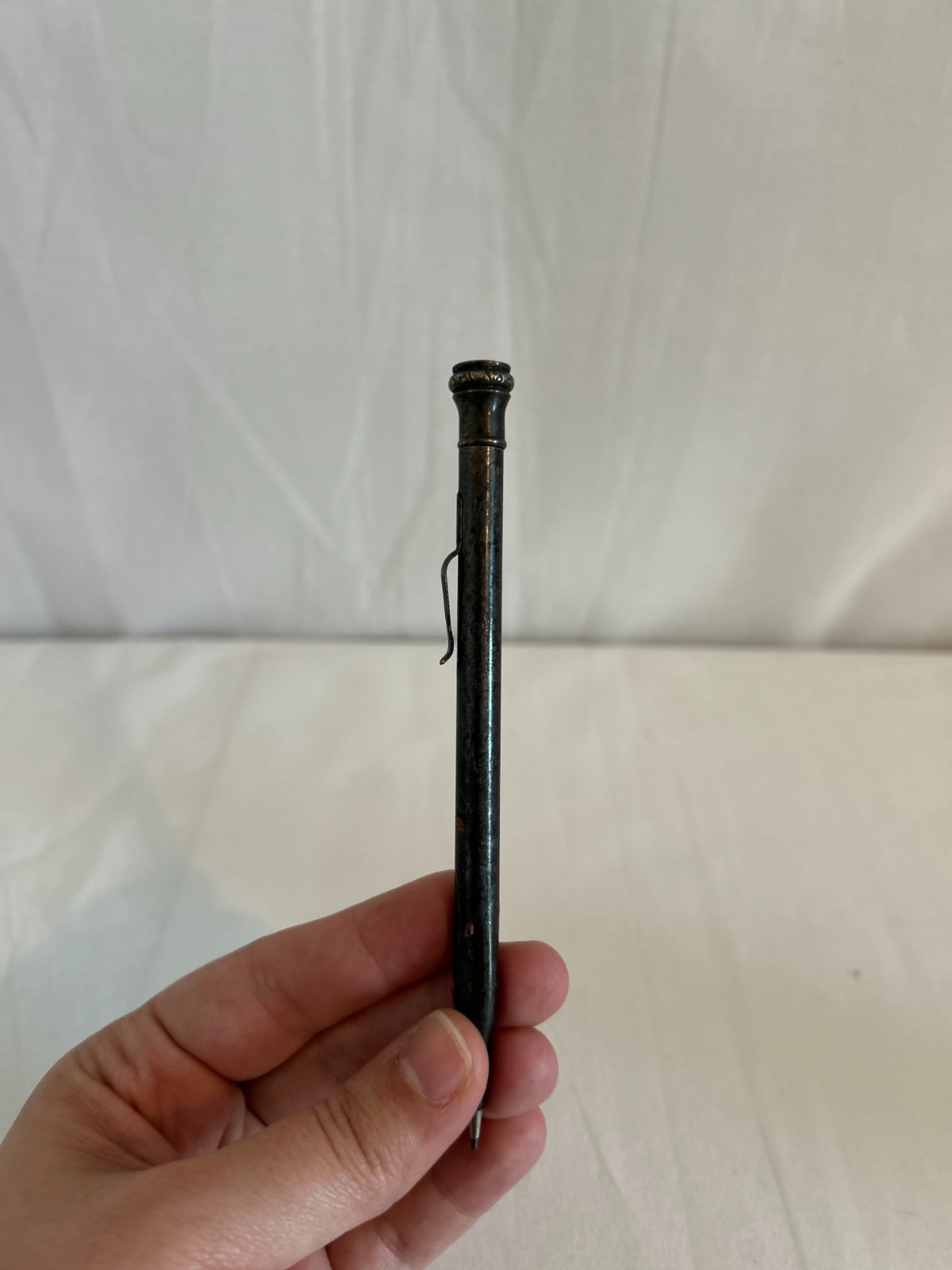 Vintage Wahl-Eversharp Mechanical Pencil Black Silver Plated with Pocket Clip