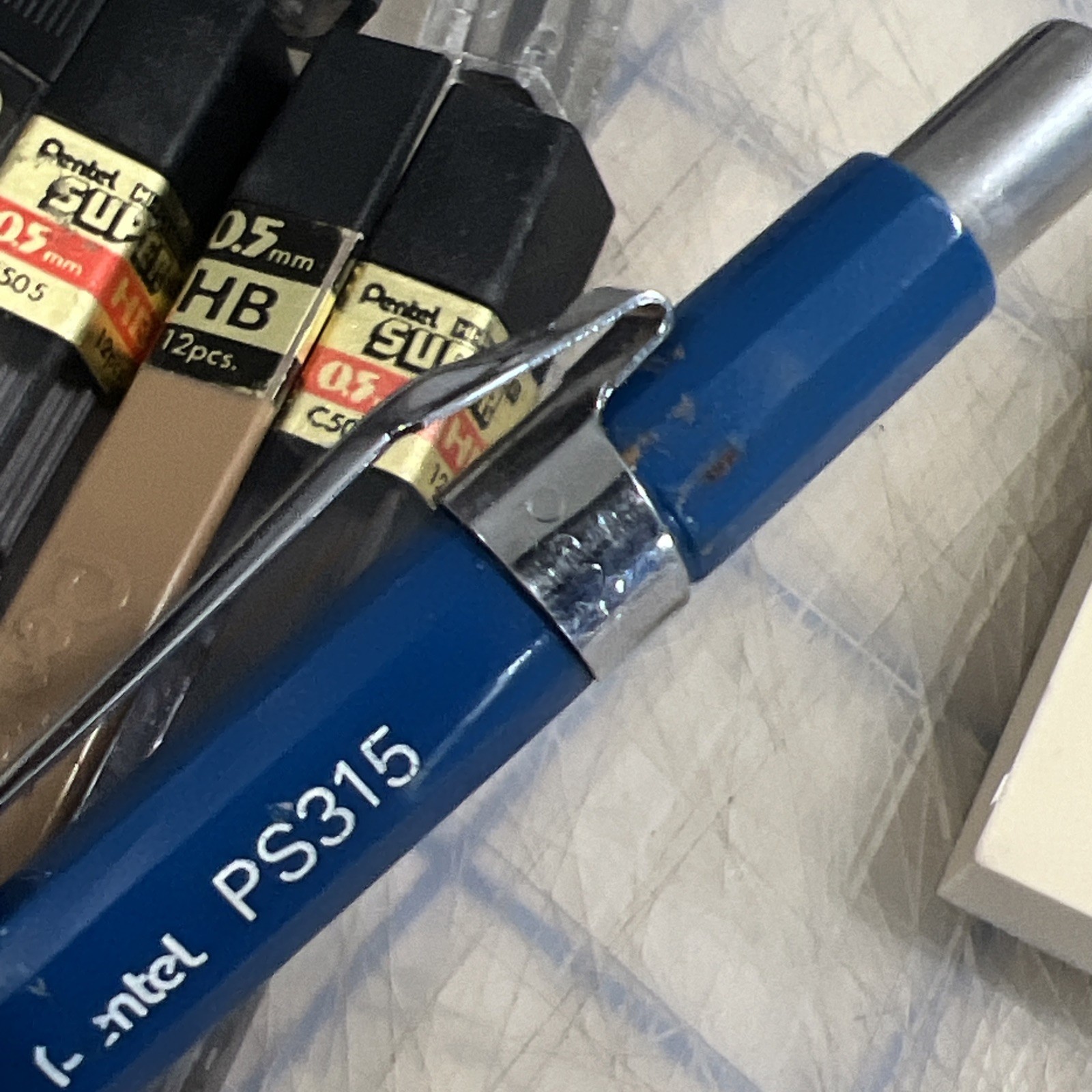 Vintage Pentel PS315 0.5mm Mechanical Pencil With Some Leads And Blum eraser