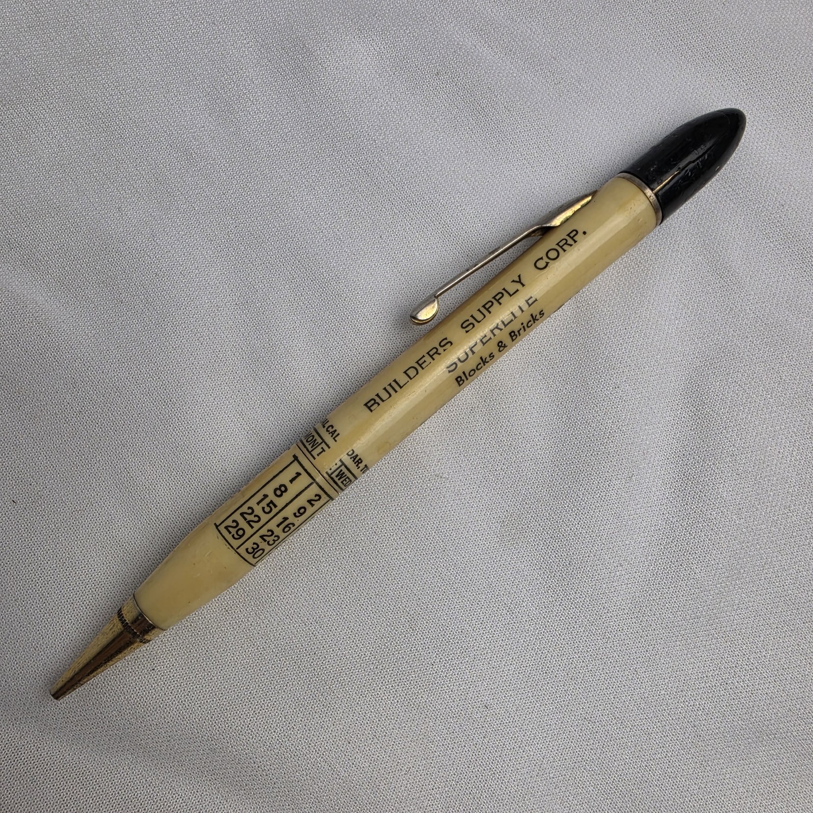 Vintage Builders Supply Co. Perpetual Calendar Mechanical Pencil Circa 1940’s