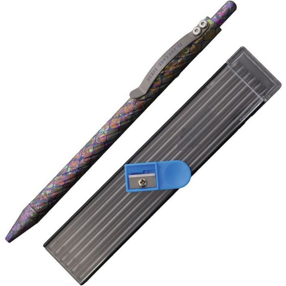 Maratac DraftTitan Mechanical Pencil Chaotic Aurora Titanium 12 Refills Clip