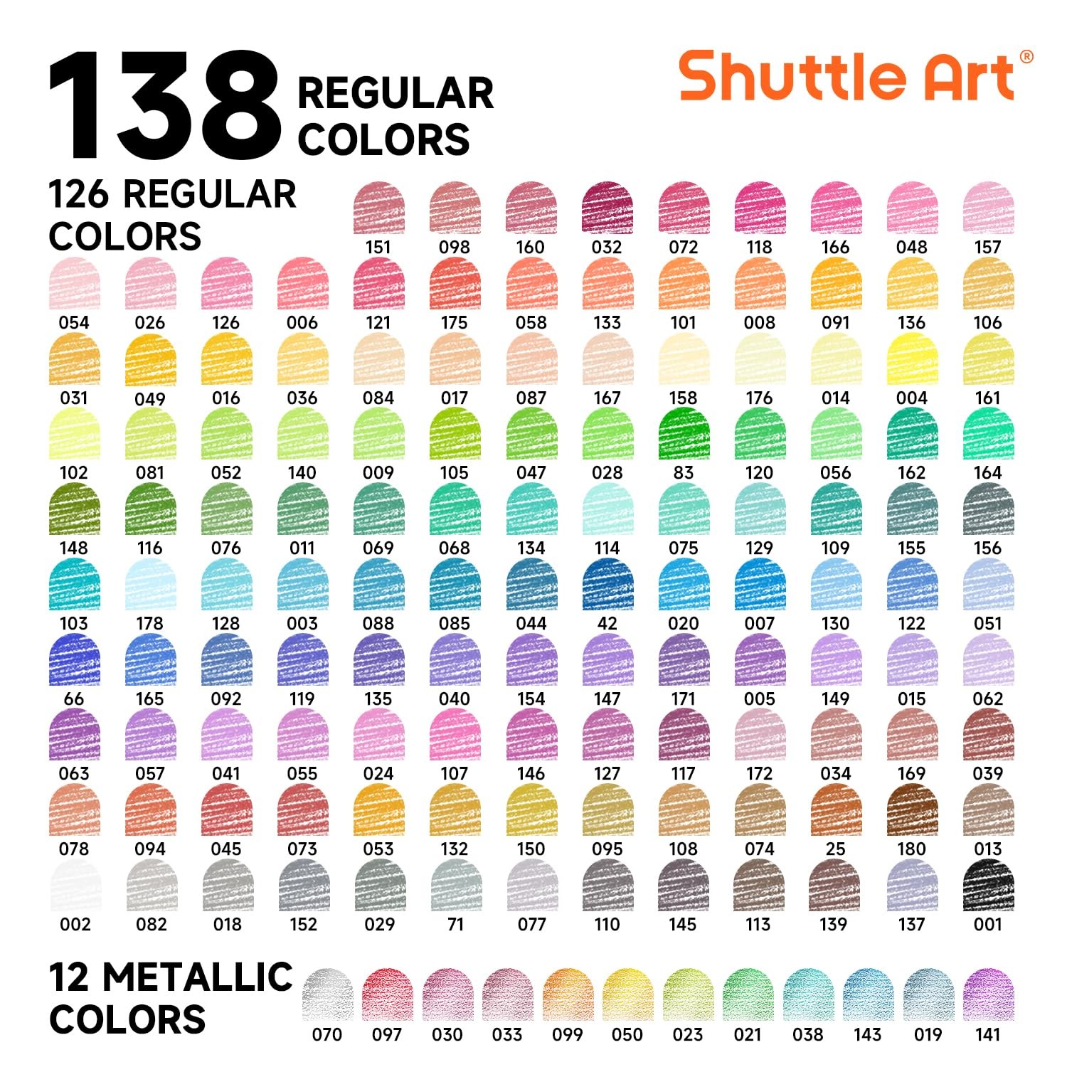 Shuttle Art 138 Colored Pencils for Adults, 1 Count (Pack of 1), 138 Colors