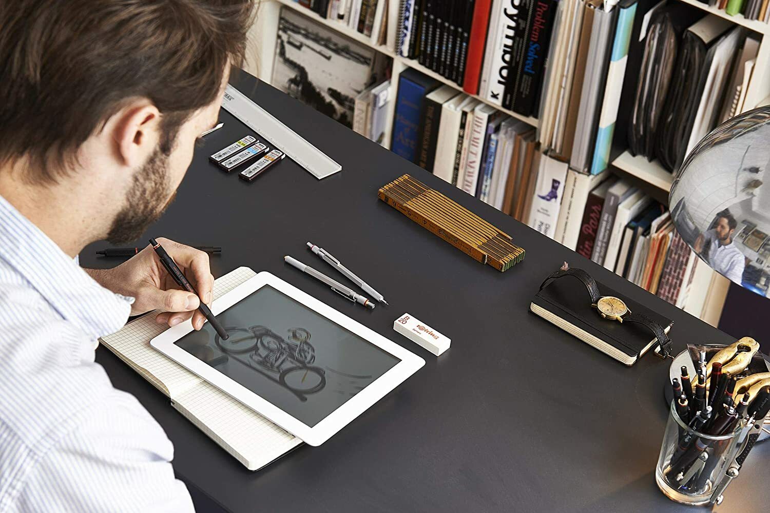 rOtring 1900181 800+ Mechanical Pencil and Touchscreen Stylus, 0.5 mm, Blac