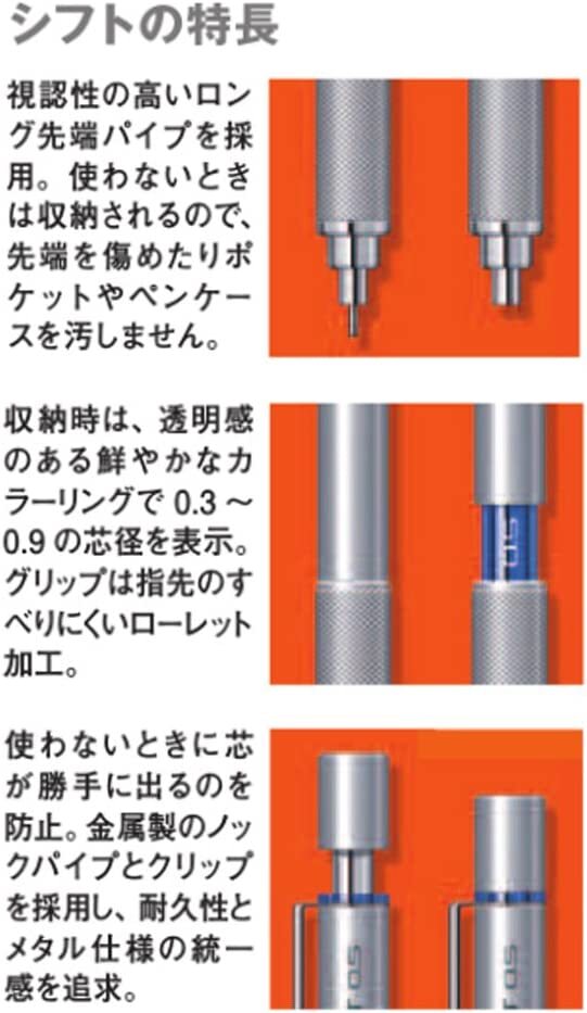 Mitsubishi Pencil Sharp Pen Shift 0.5 Silver M51010.26