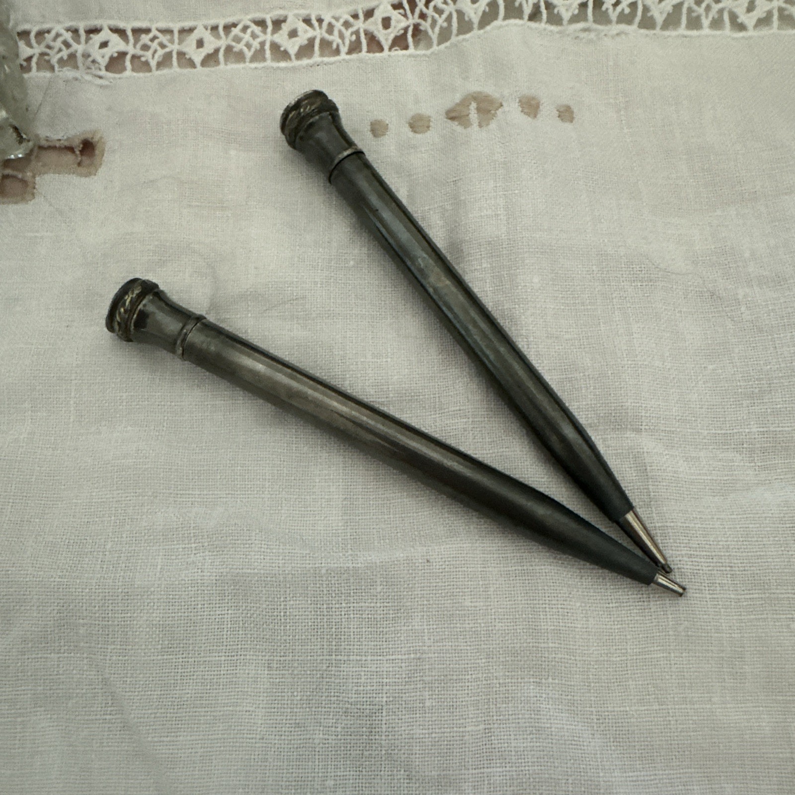 Working Pair of Antique Wahl Eversharp Mechanical Pencils Silver Plated 1.1mm