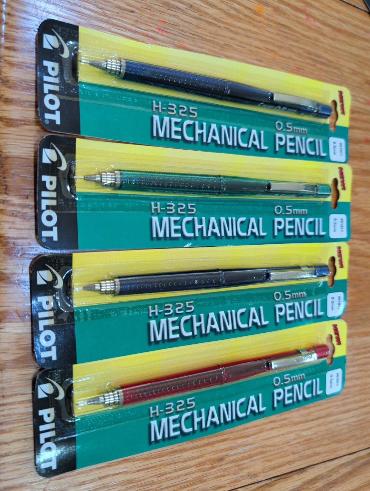PILOT H325 0.5mm Mechanical Pencil Japan Works Lot Of 4 Vintage Red, Teal, Blue
