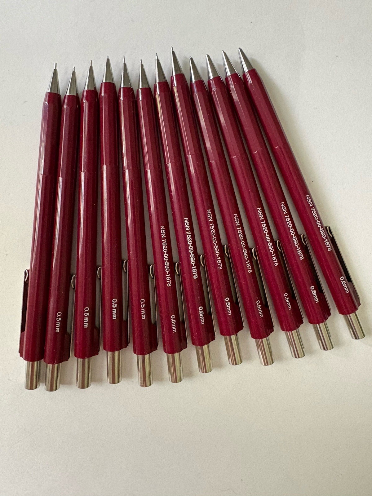 Box Unused 12 Fidelity SKILCRAFT BURGUNDY Mechanical Pencils 0.5 mm Push Action