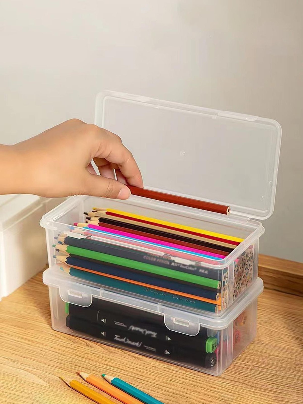 1 pcs Translucent Pencil Case – Large Capacity Organizer for School & Office