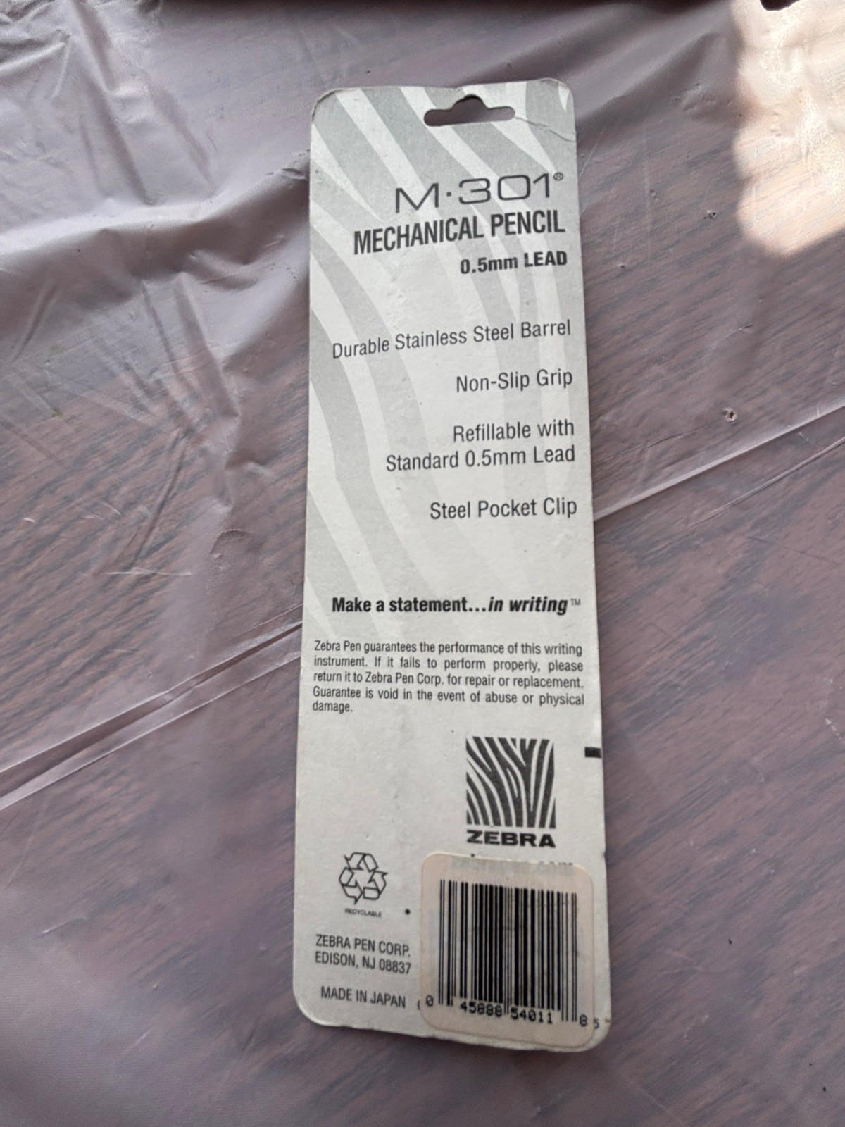 Vintage Zebra M- 301 Mechanical Lead Stainless Steel Barrel Pencil NOS